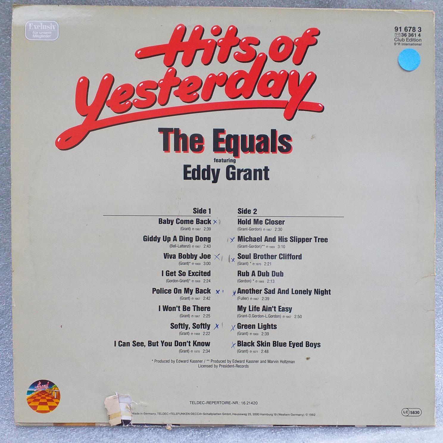 The Equals – Hits Of Yesterday Disc VINIL folosit VG - imagine 2