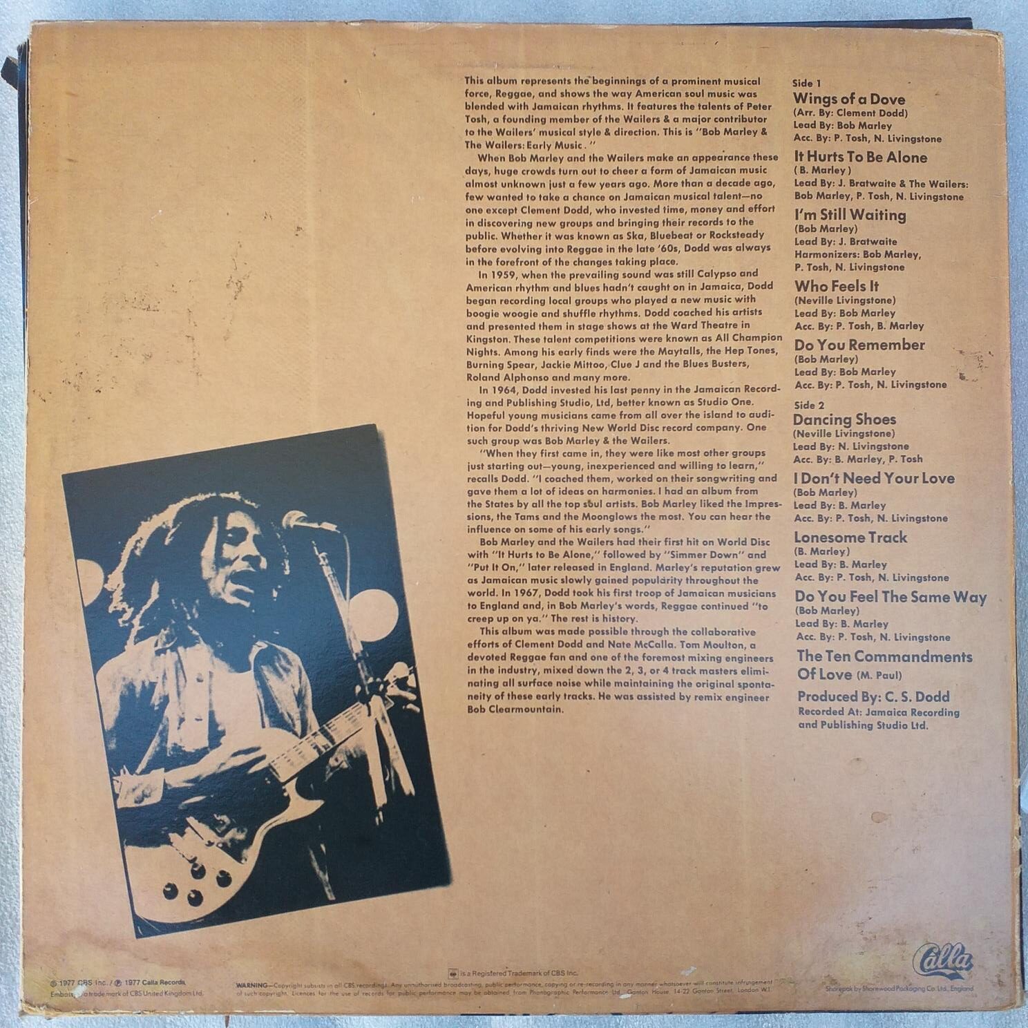 Bob Marley & The Wailers Featuring Peter Tosh – Early Music Disc VINIL VG VG+ - imagine 2