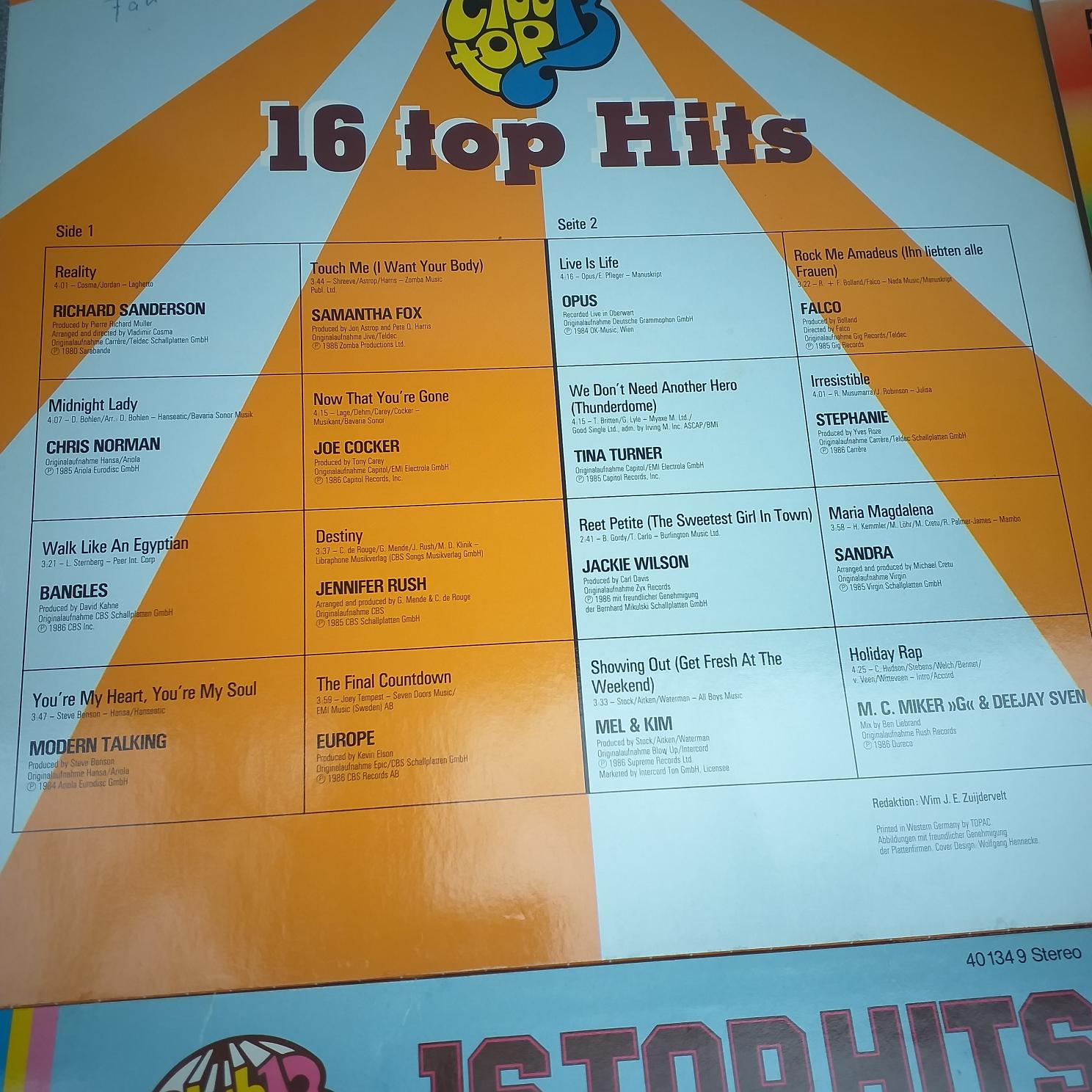 Alphaville - Wham - Ultravox - Talk Talk - Duran Duran - Opus - Europe - Falco - Chris Norman Al Bano .., .Disc VINIL LP VG+ Sandra - Culture Club - Phil Collins - Eddy Grant - A Flock of Seagulls - imagine 5
