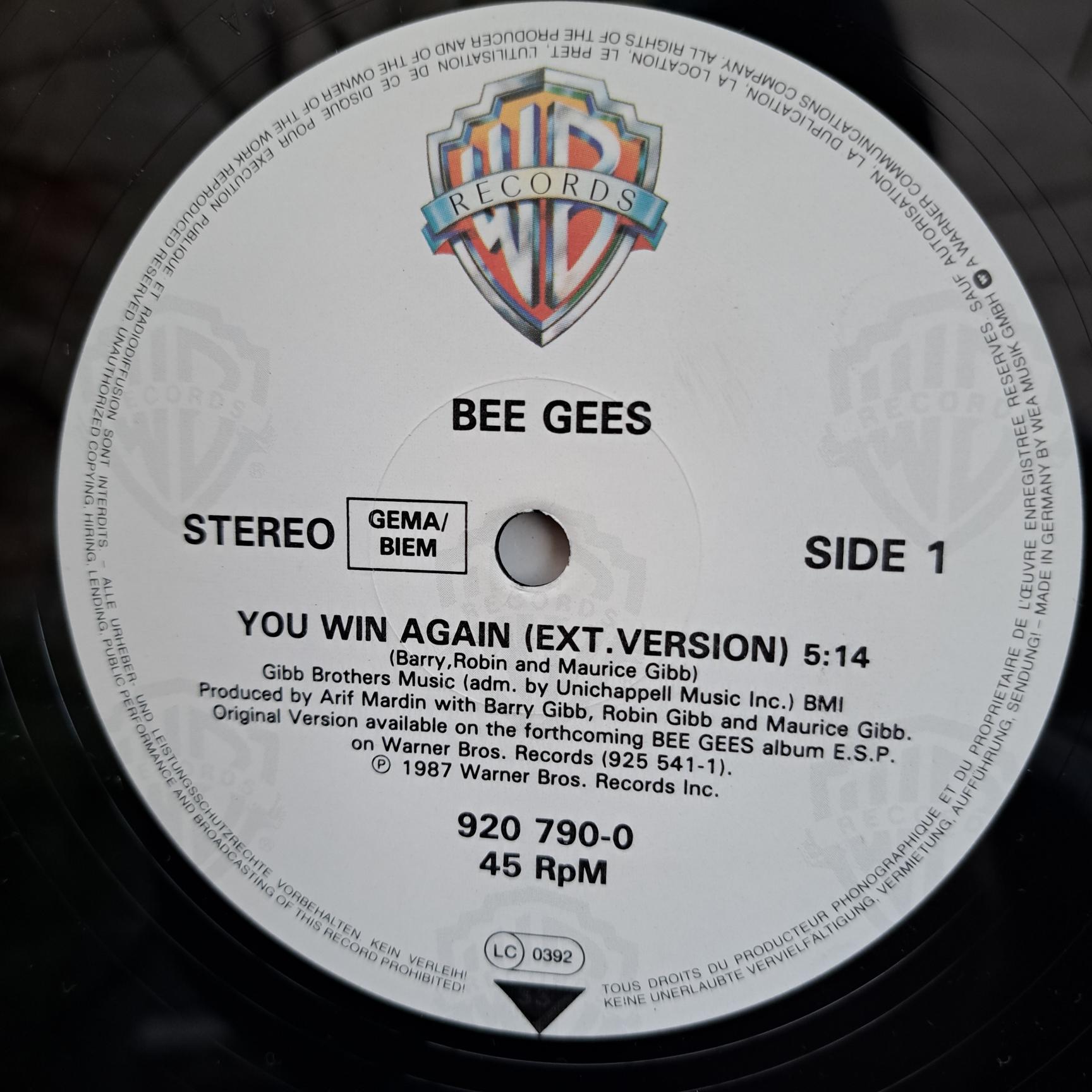 Bee Gees – You Win Again Disc VINIL maxi VG+ - imagine 3