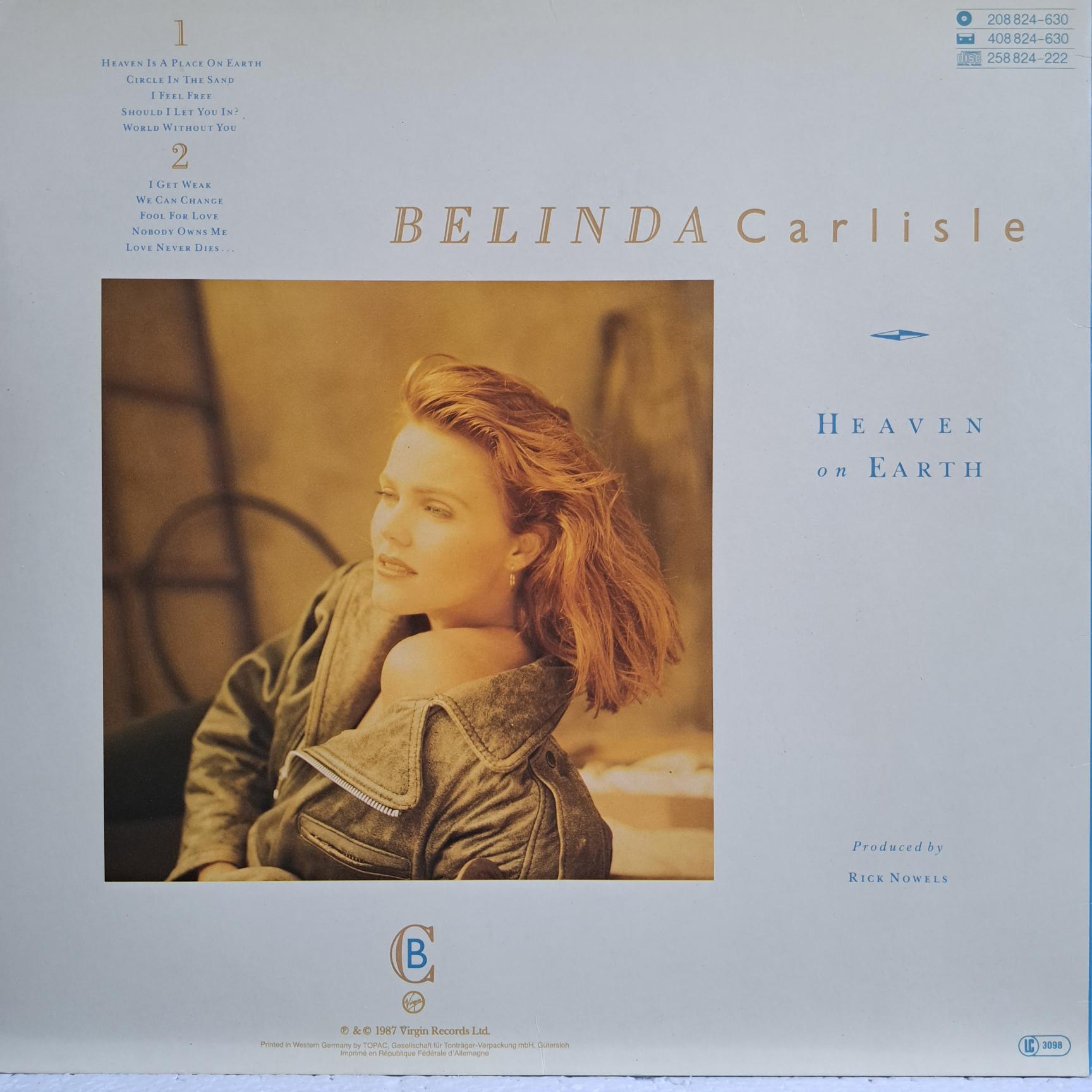 Belinda Carlisle – Heaven On Earth Disc VINIL LP VG+ - imagine 2