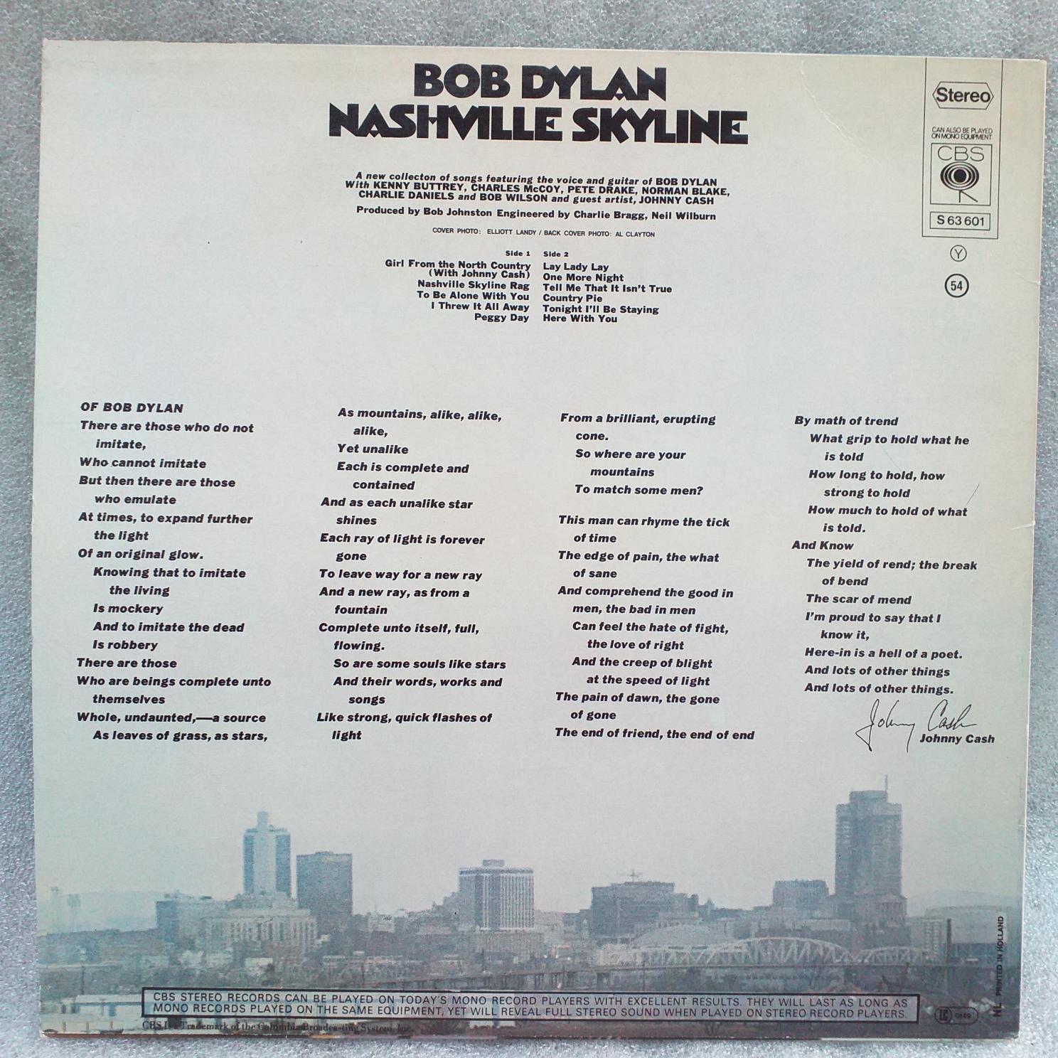 Bob Dylan – Nashville Skyline Disc VINIL LP VG+ - imagine 2
