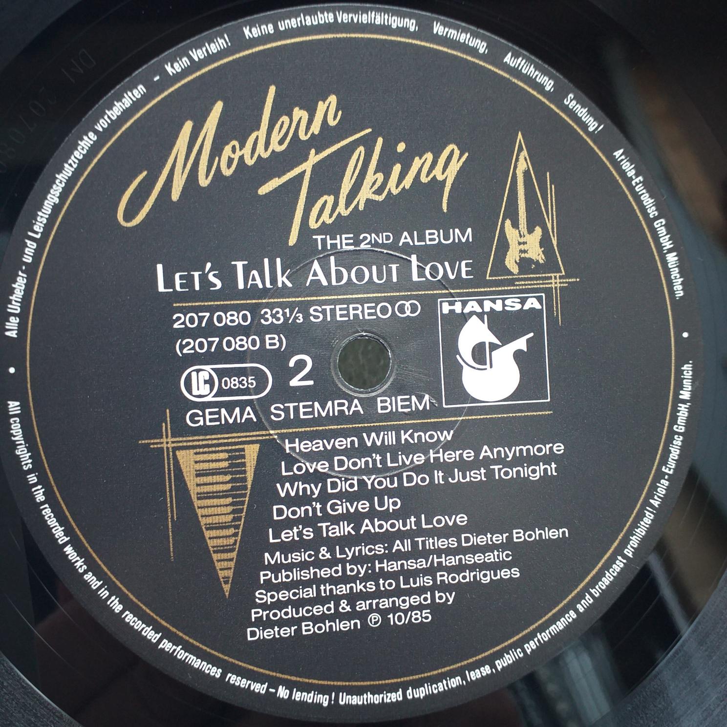 Modern Talking – Let’s Talk About Love Disc VINIL LP VG VG+ - imagine 2
