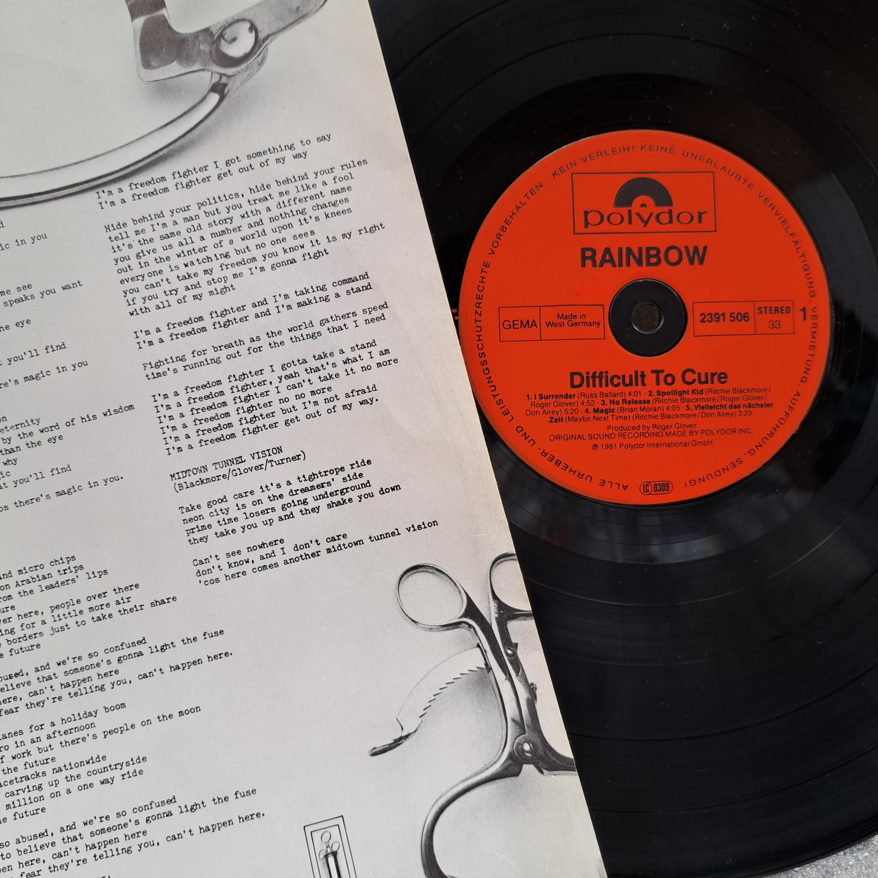 Rainbow – Difficult To Cure .Disc VINIL LP VG+ - imagine 3