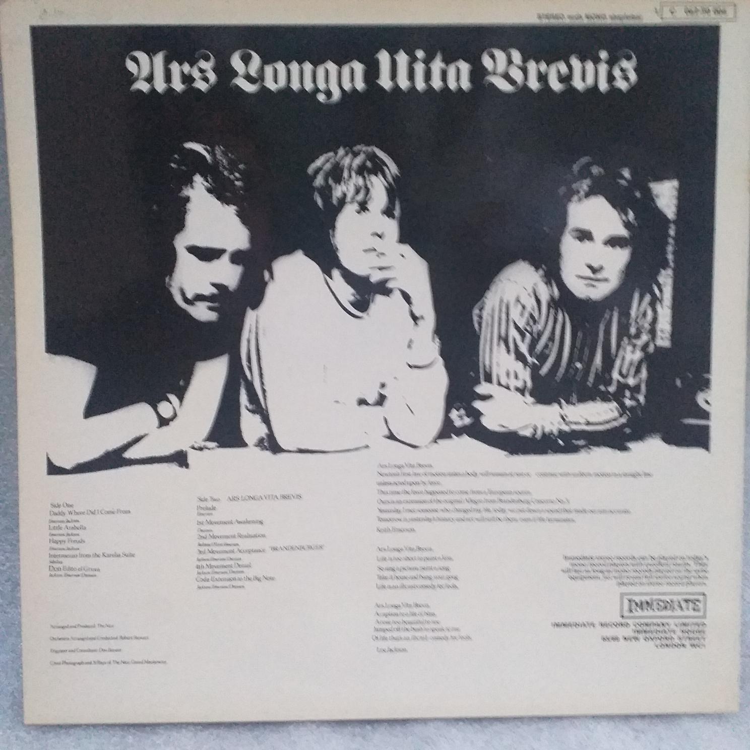 The Nice – Ars Longa Vita Brevis Disc VINIL LP VG+ - imagine 2