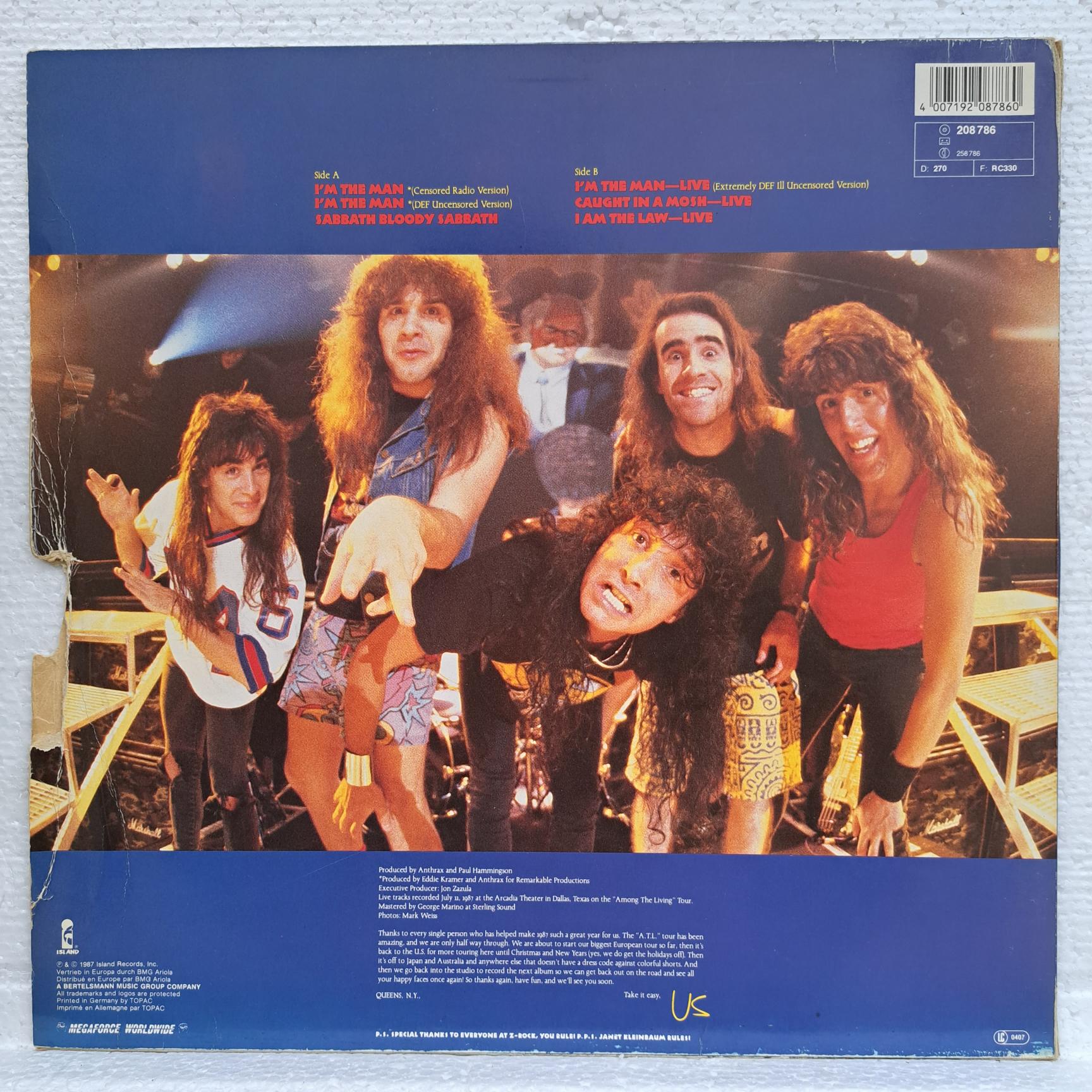 Anthrax – I'm The Man Disc VINIL LP VG VG+ - imagine 2