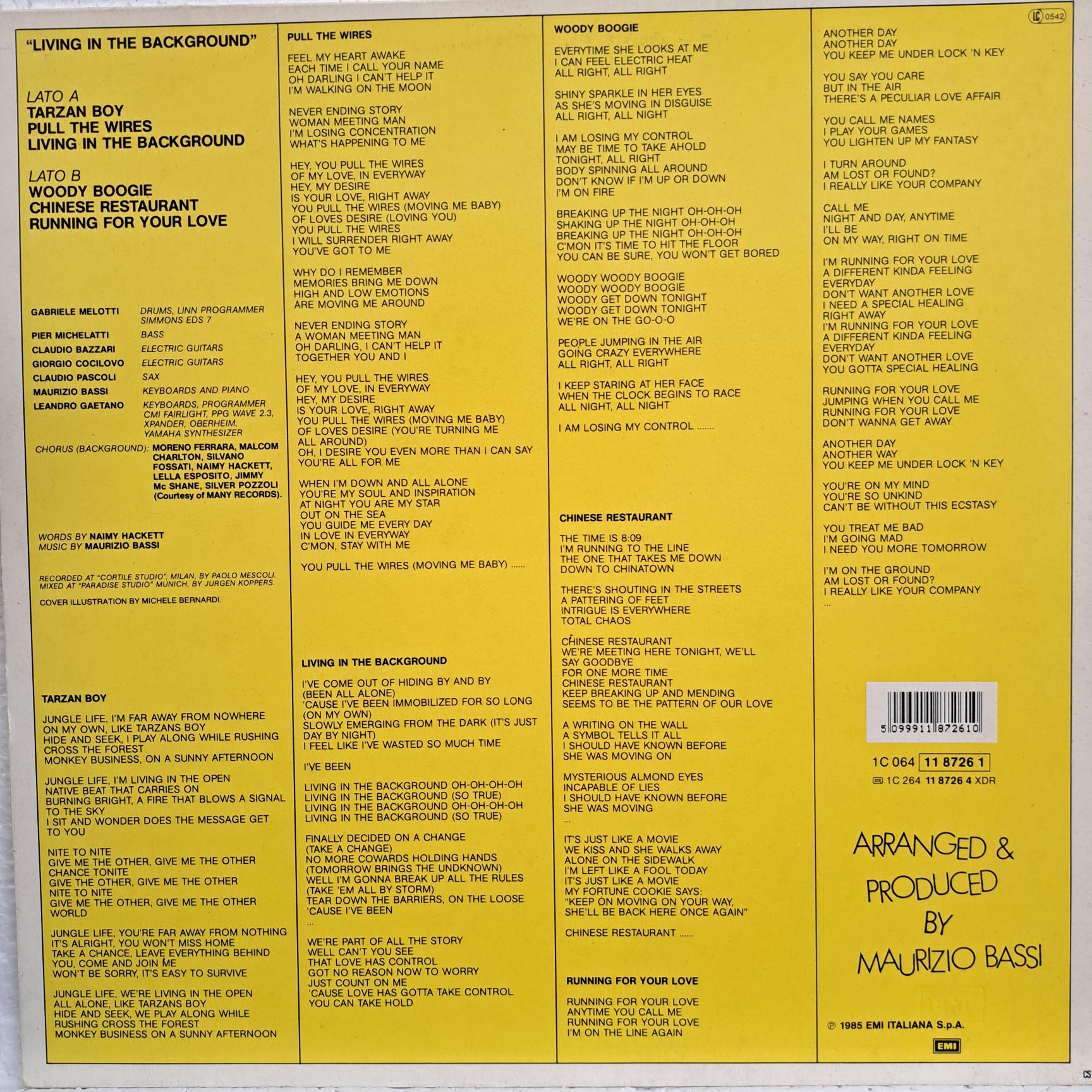 Baltimora – Living In The Background Disc VINIL LP VG VG+ - imagine 2