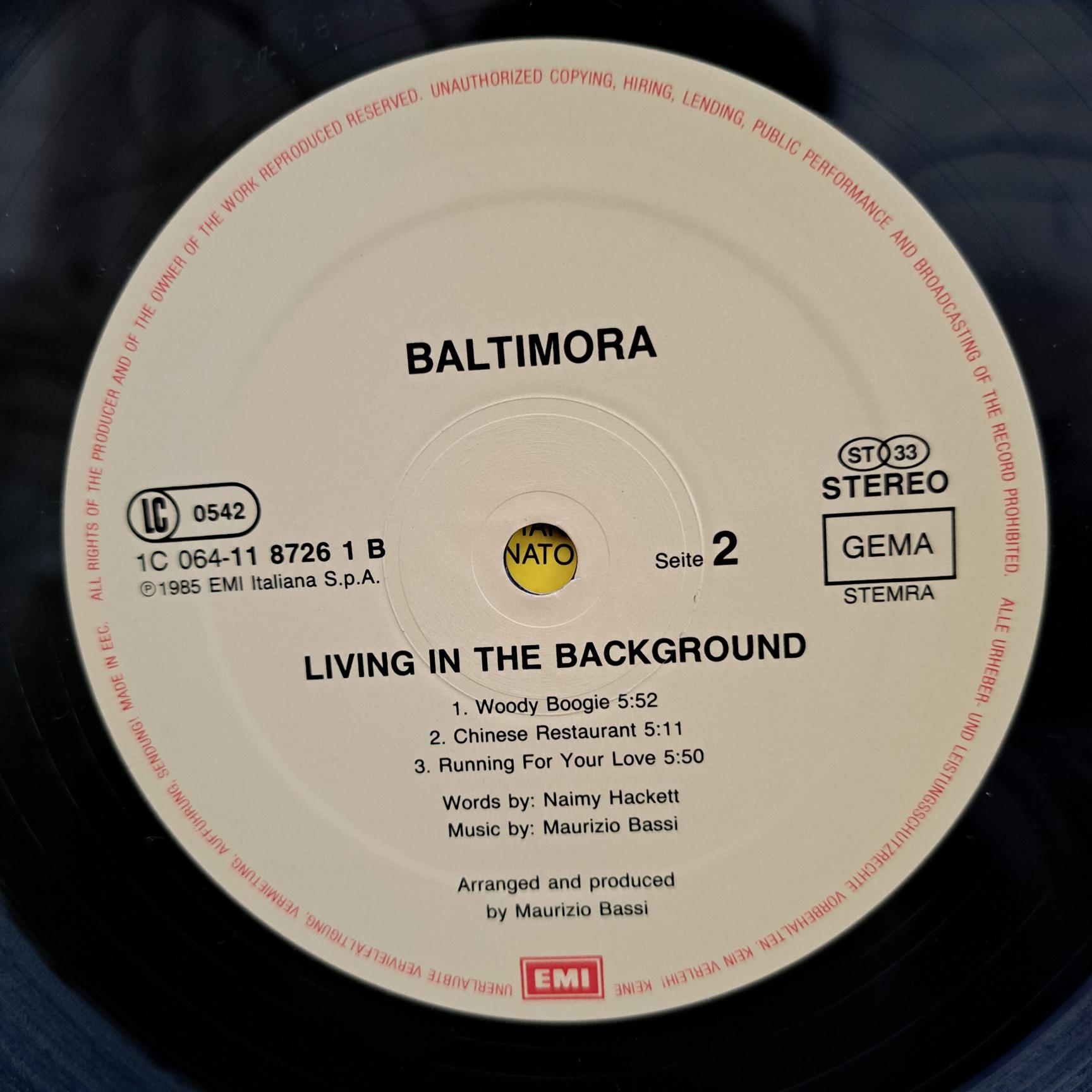 Baltimora – Living In The Background Disc VINIL LP VG VG+ - imagine 3