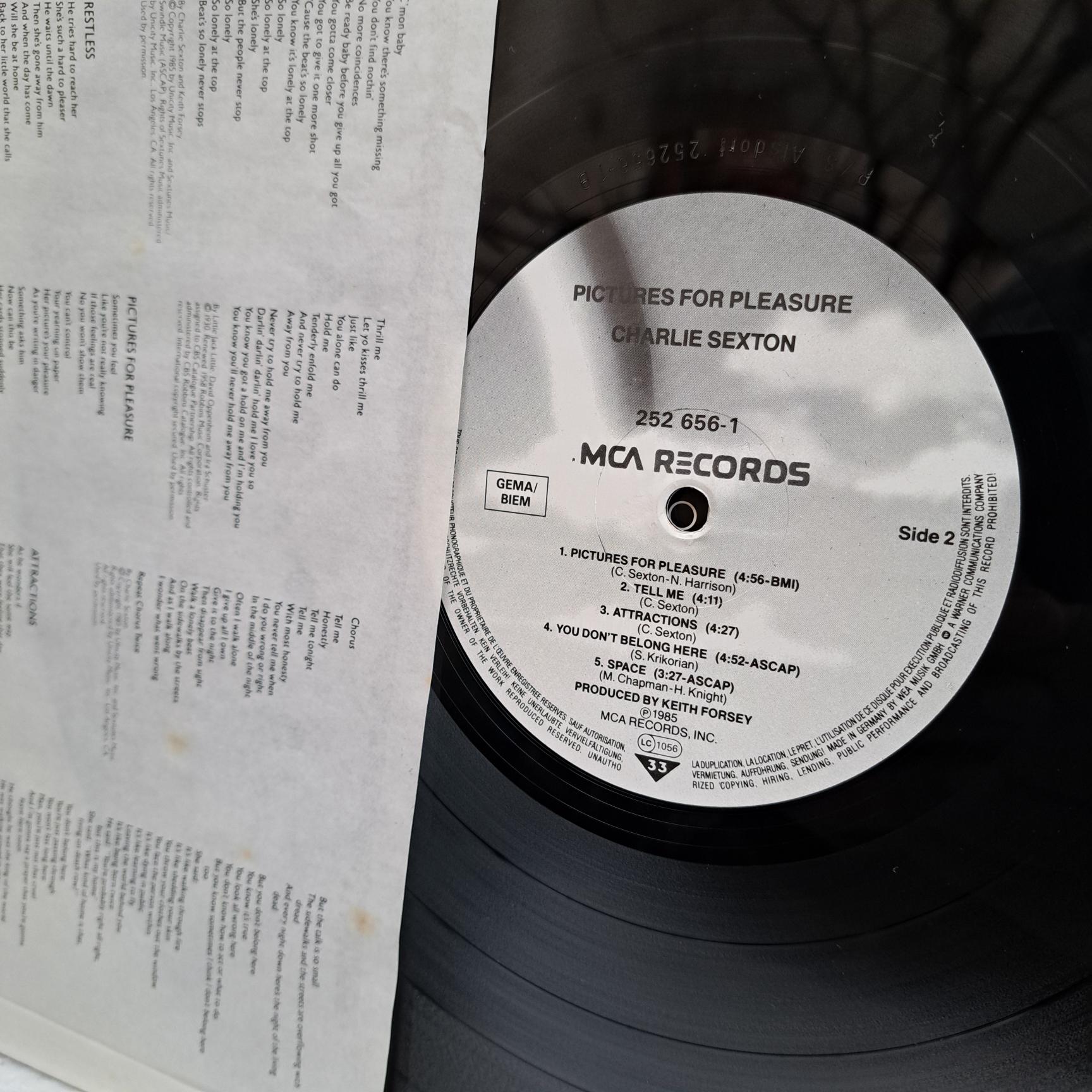 Charlie Sexton – Pictures For Pleasure Disc VINIL LP VG+ - imagine 3
