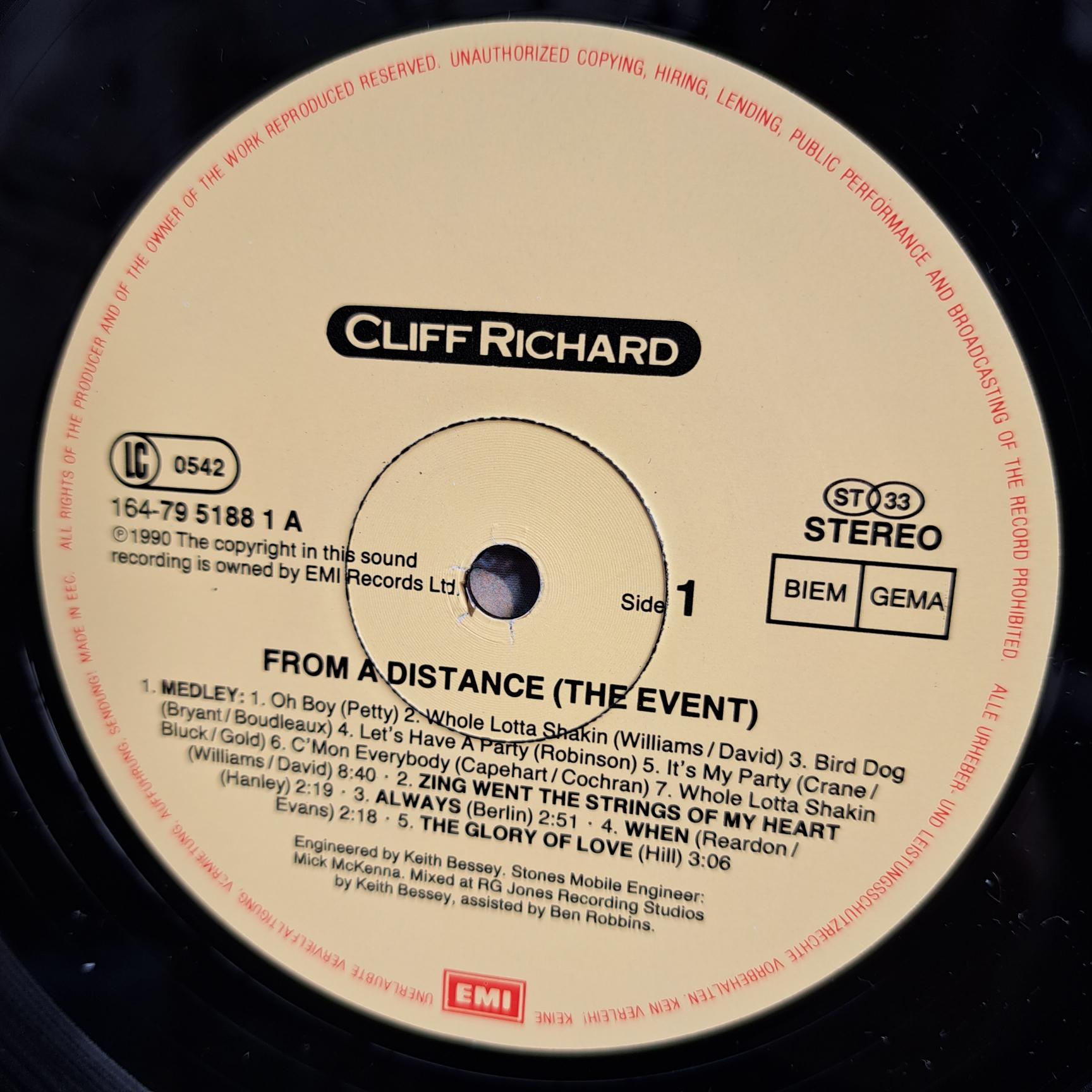 Cliff Richard – From A Distance - The Event 2LP Disc VINIL VG+ - imagine 3