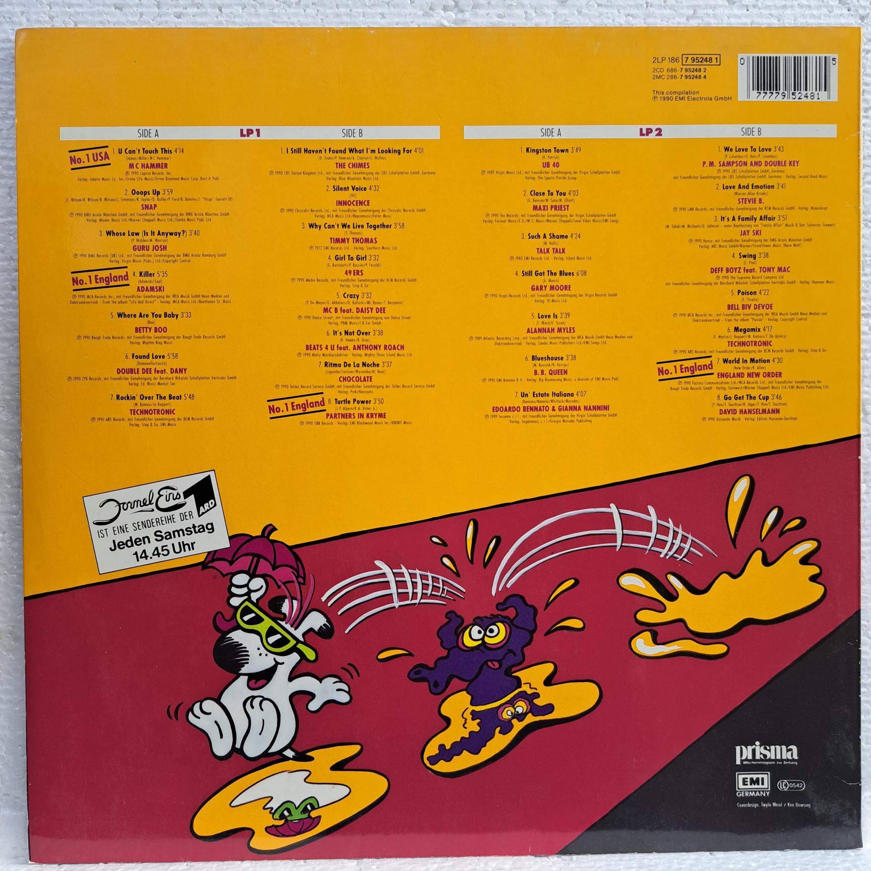 Formel Eins - Wet Hits! Disc VINIL 2LP VG VG+ MC Hammer, Snap, Technotronic, UB40, The Chimes, Maxi Preist, Gary Moore, P.M. Sampson And Double Key, Edoardo Bennato & Gianna Nannini - imagine 2