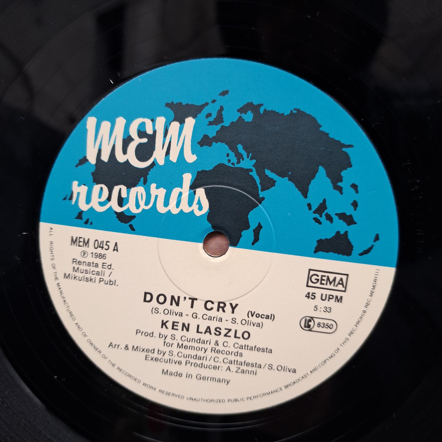 Ken Laszlo – Don't Cry Disc VINIL Maxi VG+ - imagine 2