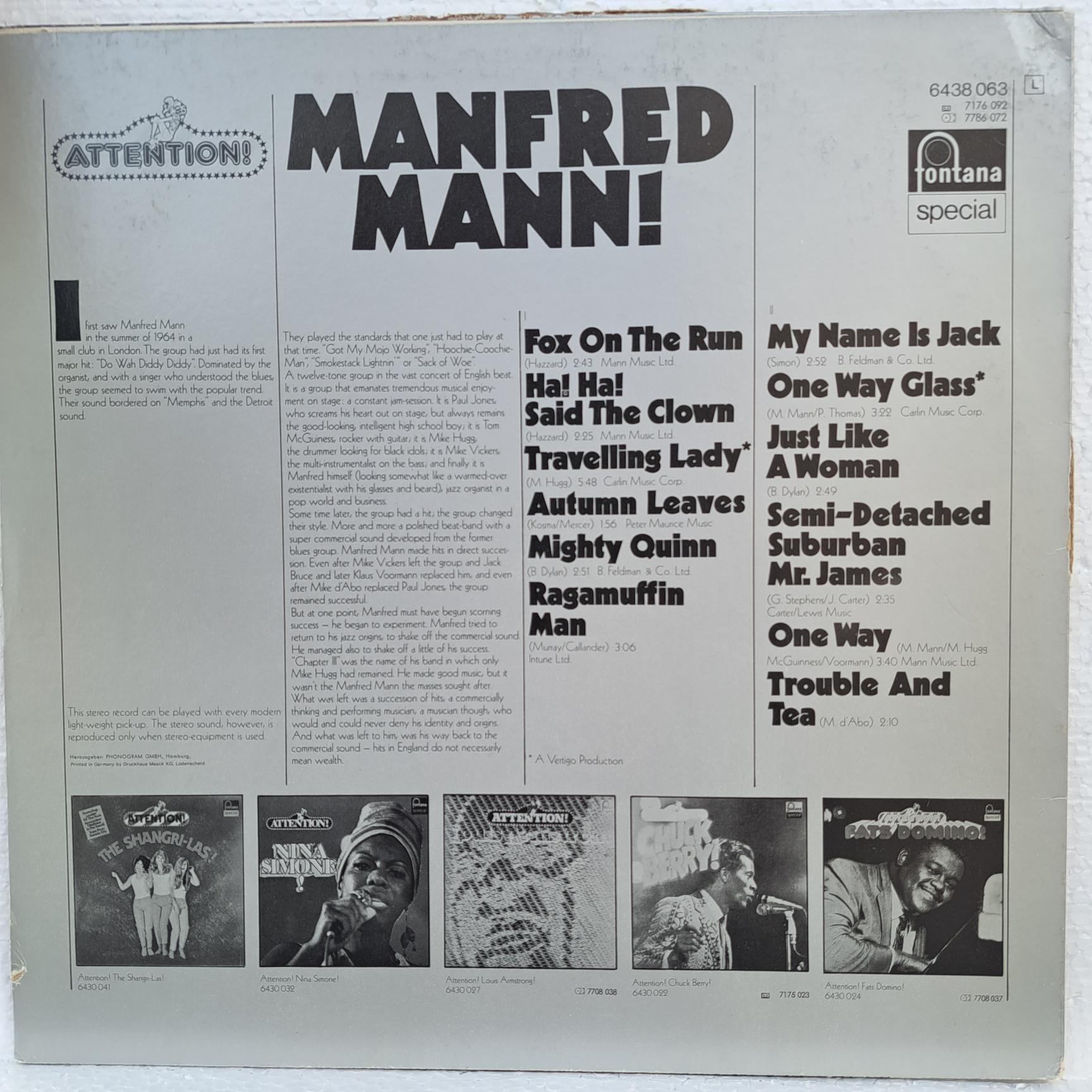 Manfred Mann – Attention! Manfred Mann! Disc VINIL LP VG - imagine 2