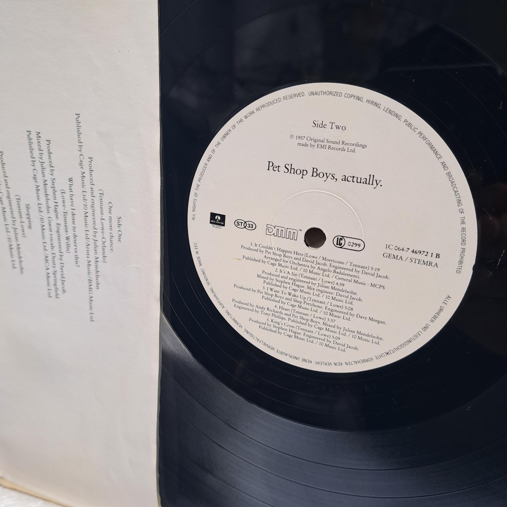 Pet Shop Boys – Actually Disc VINIL LP VG+ (REPOSTAT) COPERTA FARA abtibild - imagine 3