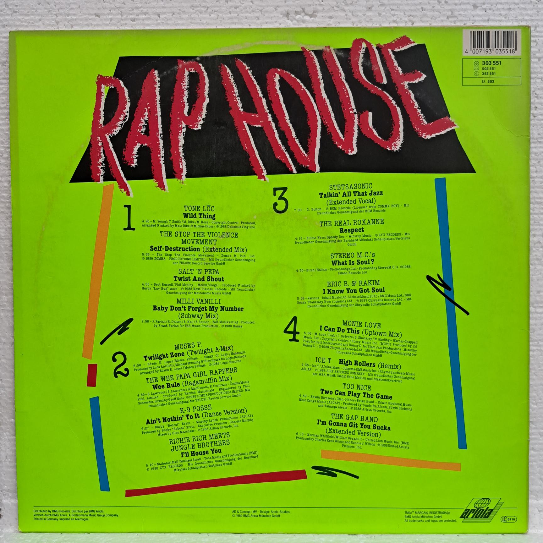 Rap House Disc VINIL LP VG+ Ice T , Salt 'N' Pepa, Tone Loc, Milli Vanilli, Monie Love, Stetsasonic, Stereo MC's, Wee Papa Girl Rappers, - imagine 3