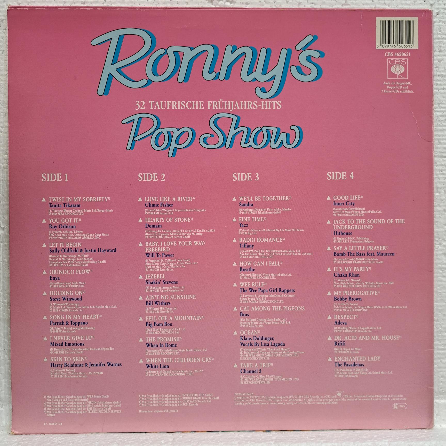 Ronny's Pop Show No. 13 Enya, Tanita Tikaram, Sandra, Shakin' Stevens, Yazz, Bross, Roy Orbison, Chaka-Khan Disc VINIL 2LP VG (R) - imagine 3