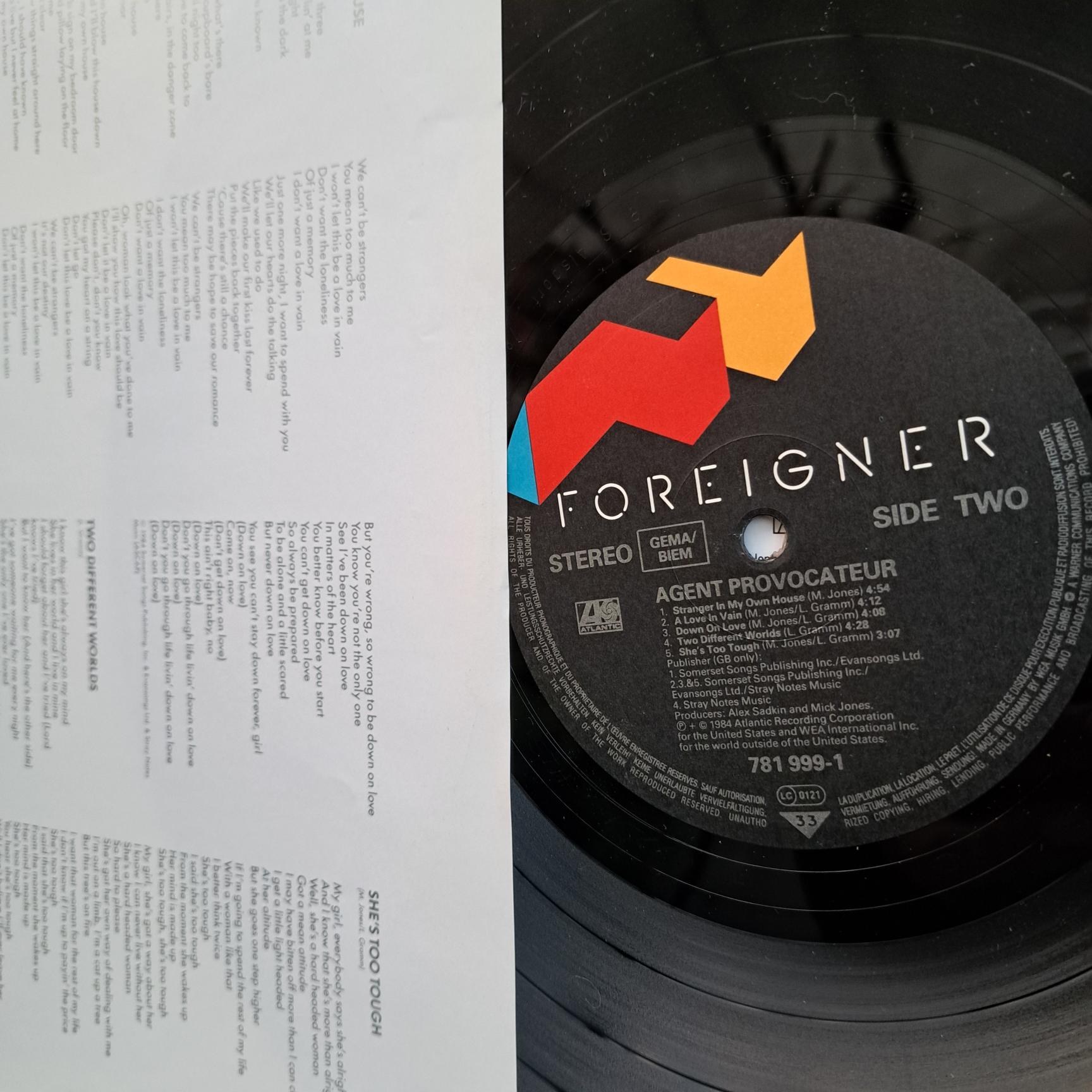 Foreigner – Agent Provocateur Disc VINIL LP VG+ - imagine 3