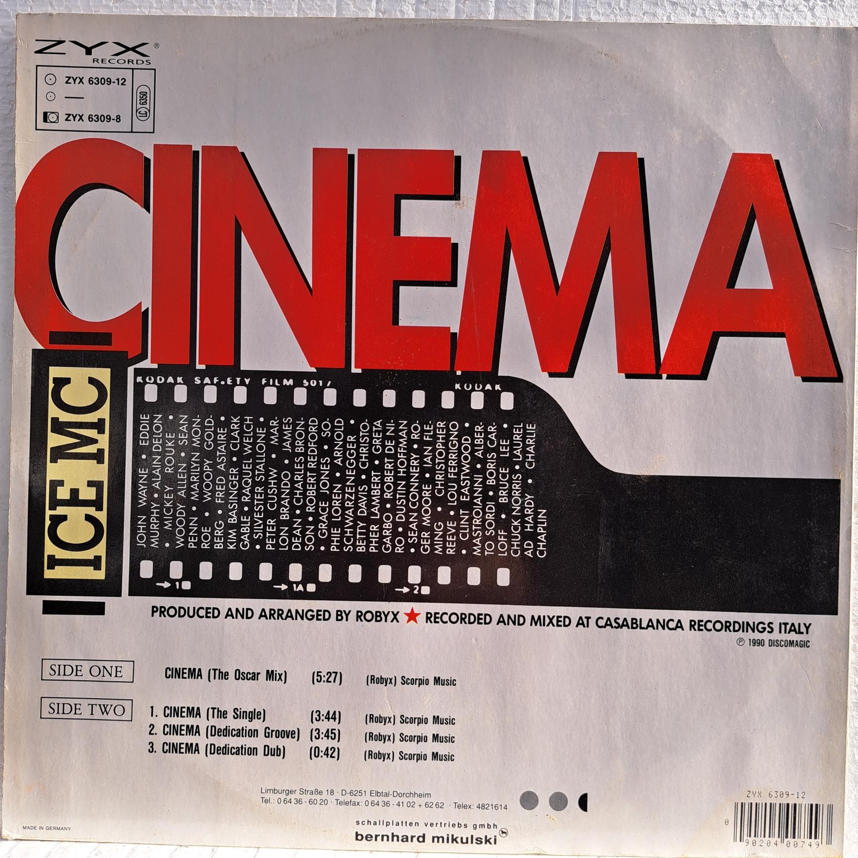 ICE MC – Cinema Disc VINIL MAXI VG+ - imagine 2