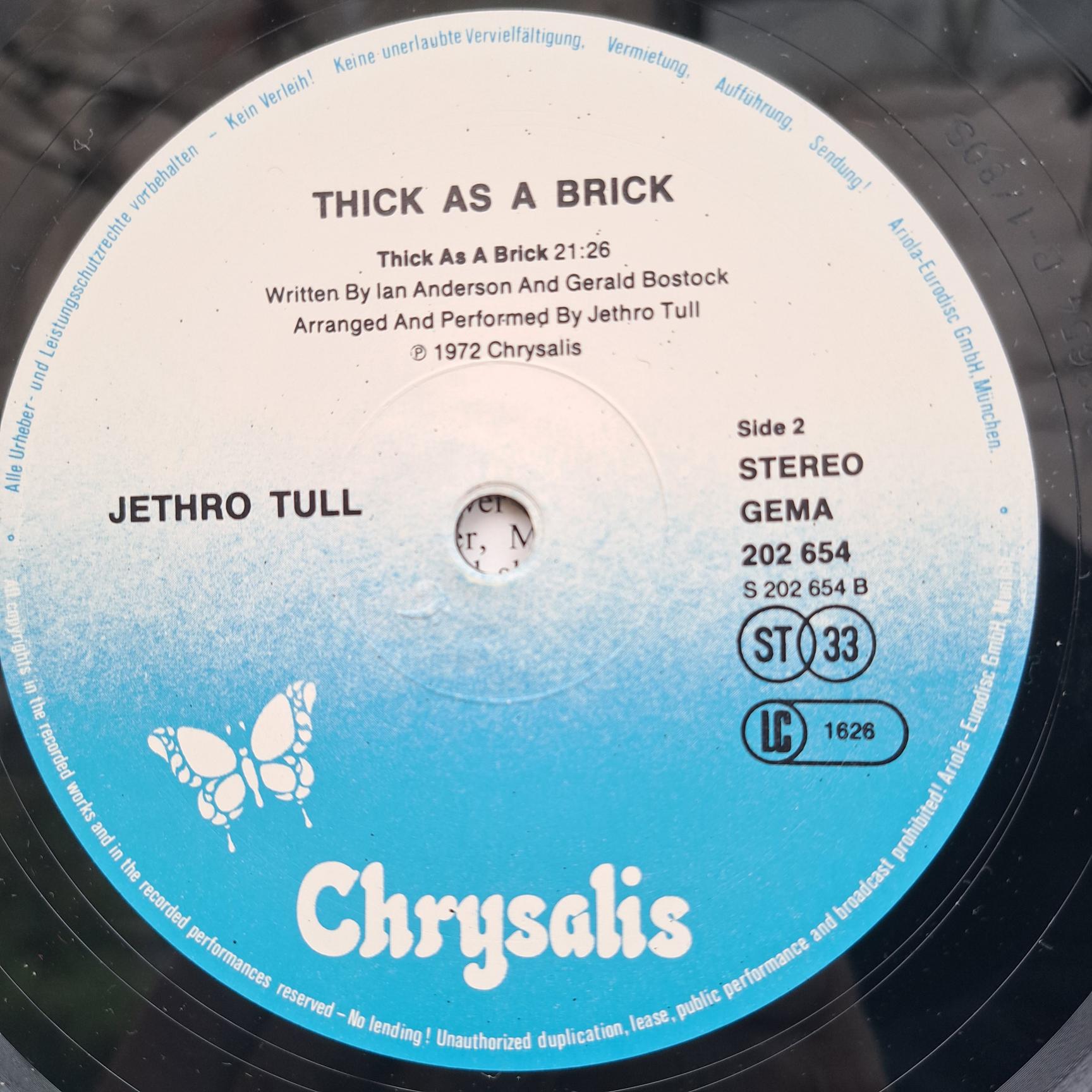Jethro Tull – Thick As A Brick Disc VINIL LP VG+ - imagine 3