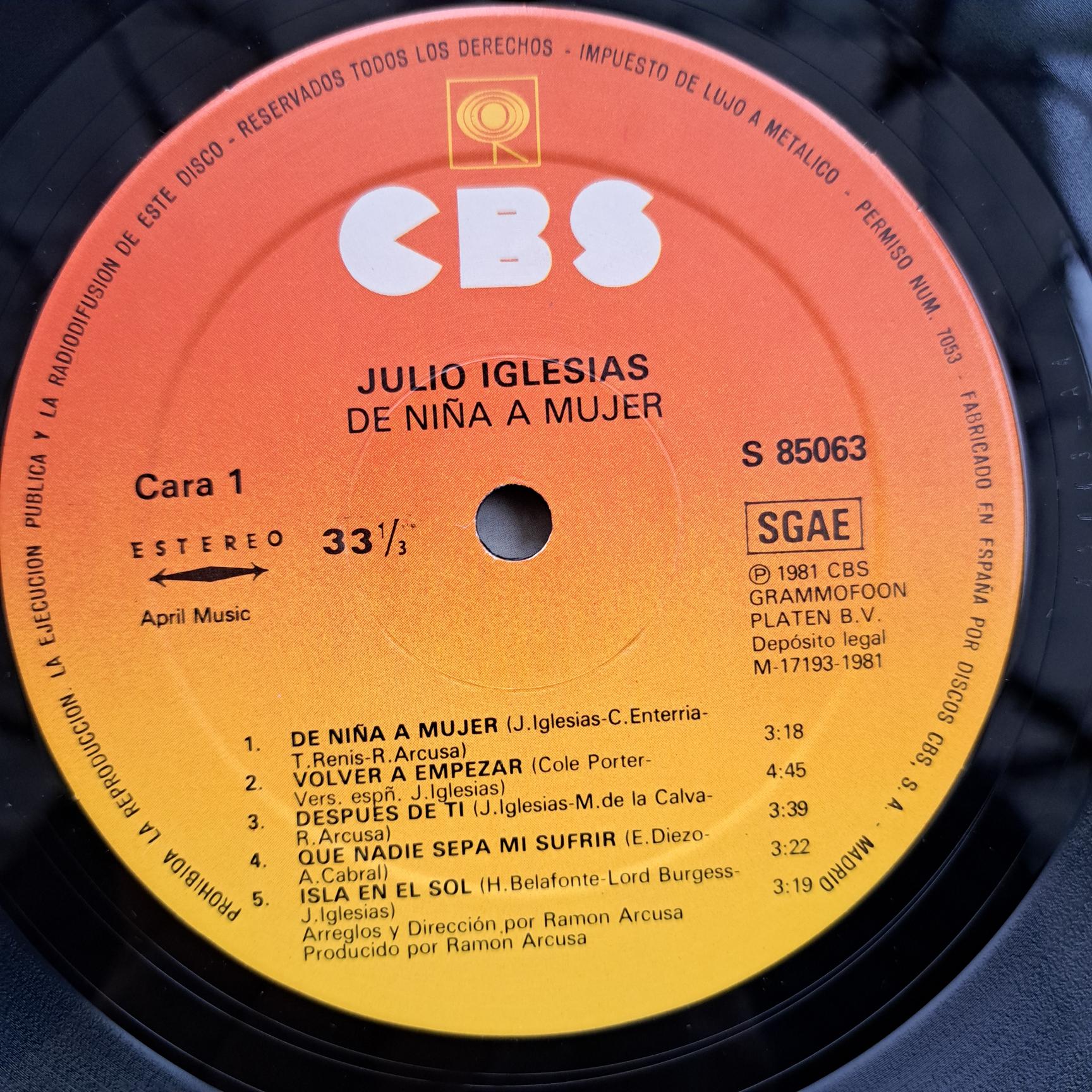 Julio Iglesias – De Niña A Mujer Disc VINIL LP VG VG+ - imagine 2