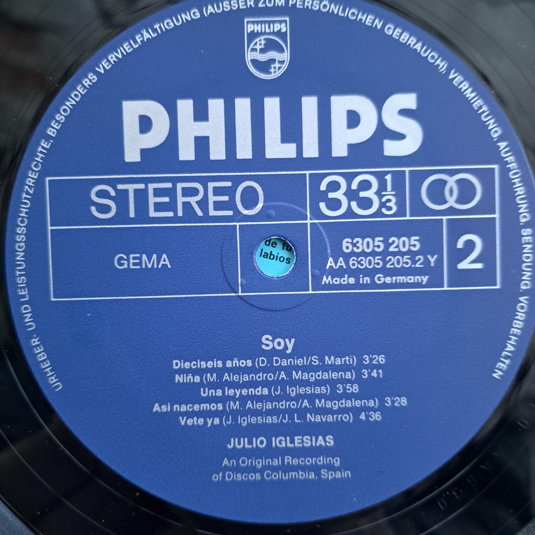 Julio Iglesias – Soy Disc VINIL LP VG - imagine 3