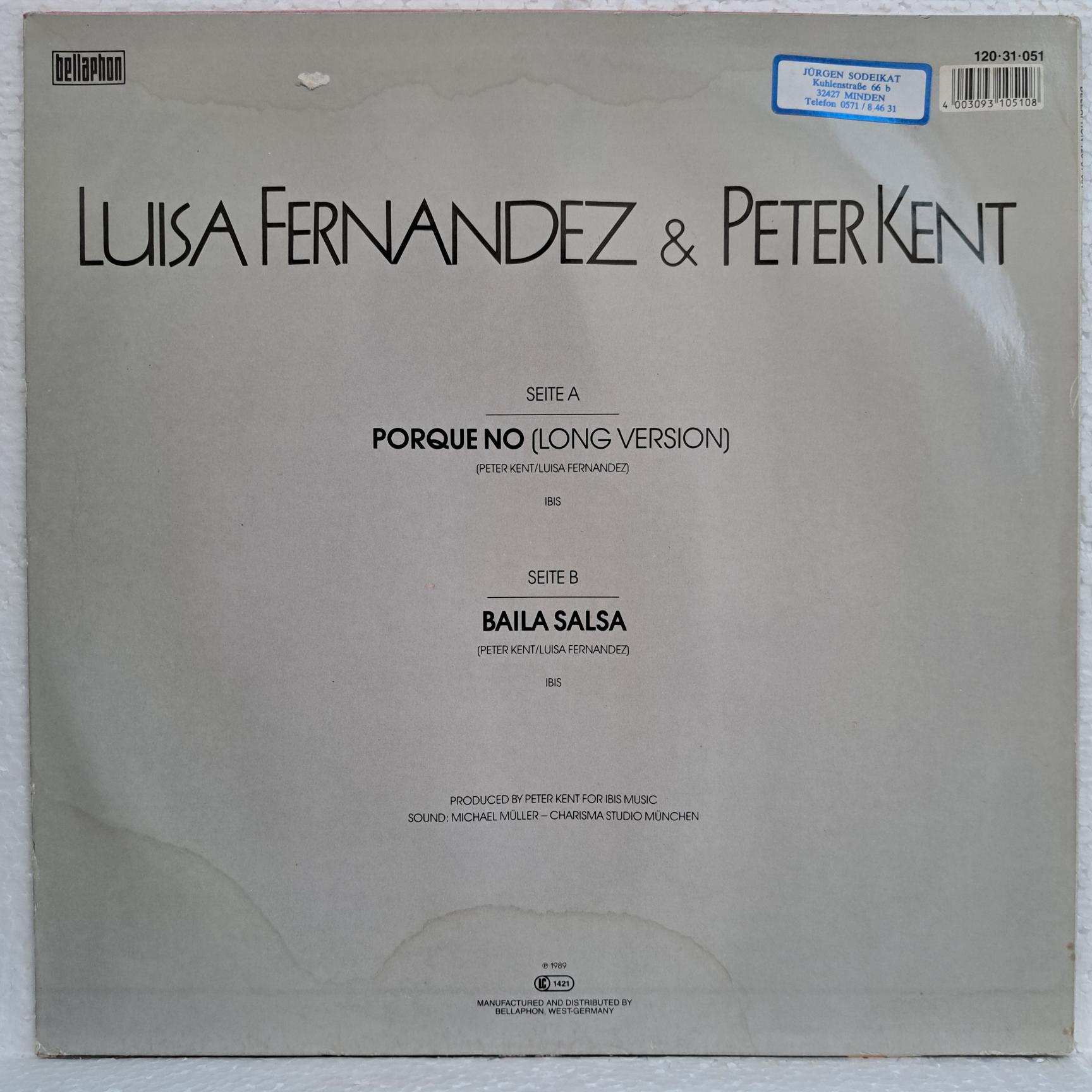 Luisa Fernandez & Peter Kent – Porque No Disc VINIL Maxi VG VG+ - imagine 4