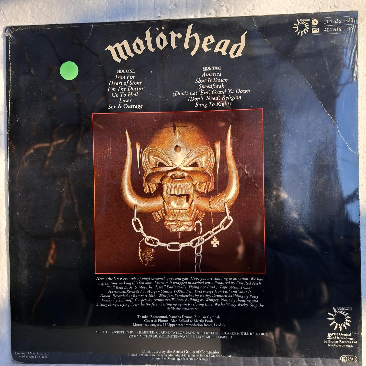 Motörhead – Iron Fist Disc VINIL LP VG VG+ RESIGILAT - imagine 2