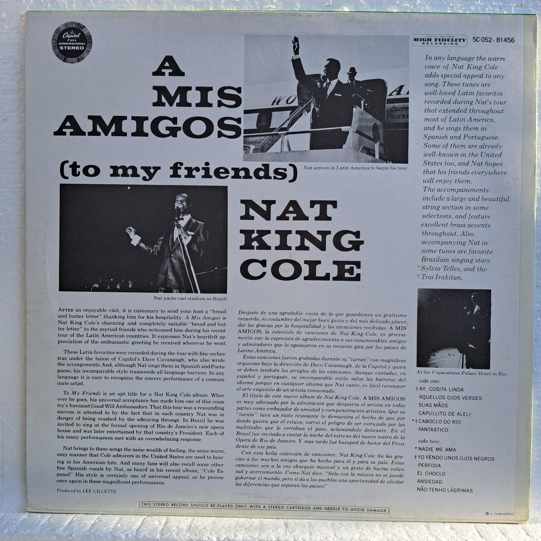 Nat King Cole – The Nat King Cole Story Vol. 5 "A Mis Amigos" Disc VINIL LP VG VG+ - imagine 2