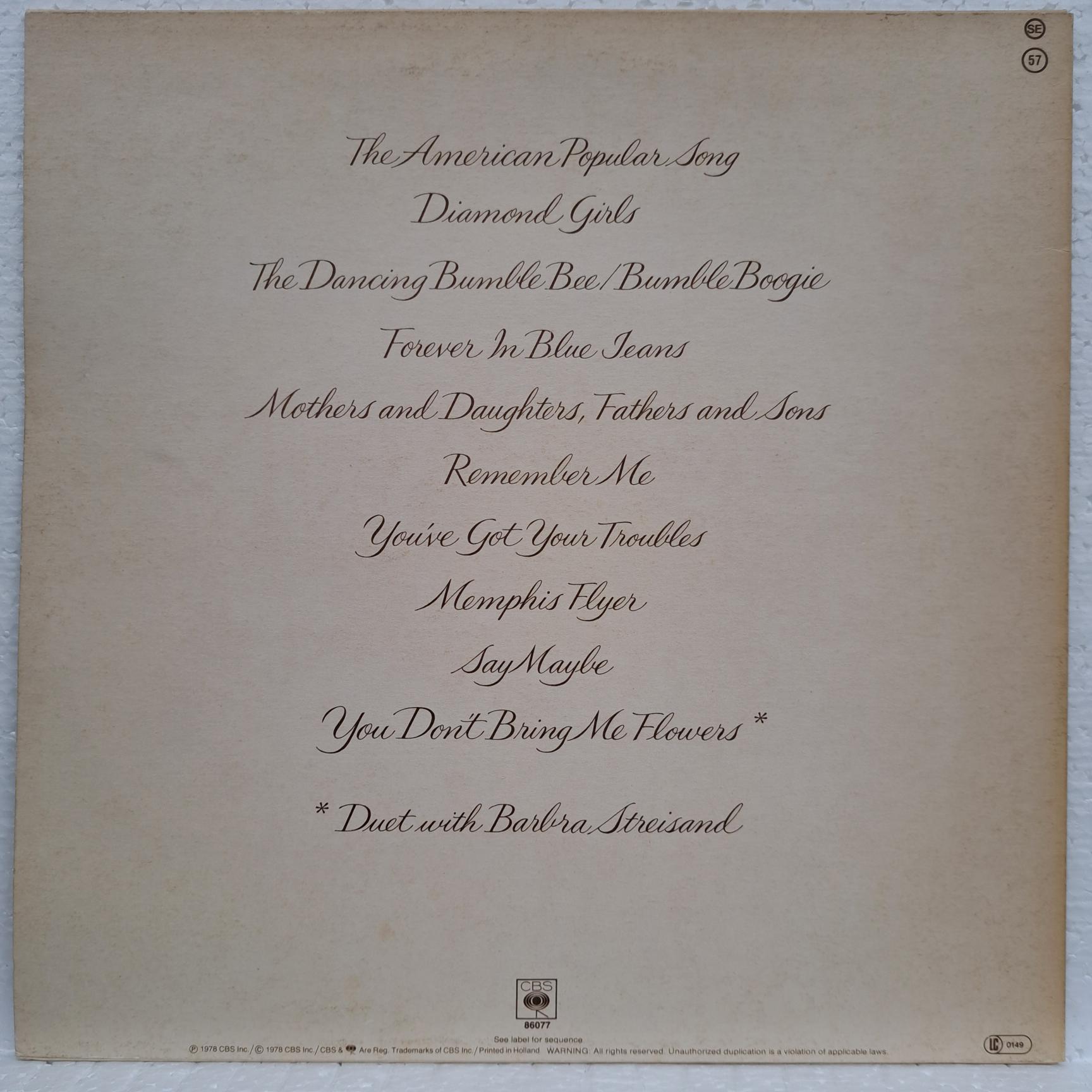 Neil Diamond – You Don't Bring Me Flowers Disc VINIL LP VG VG+ - imagine 2