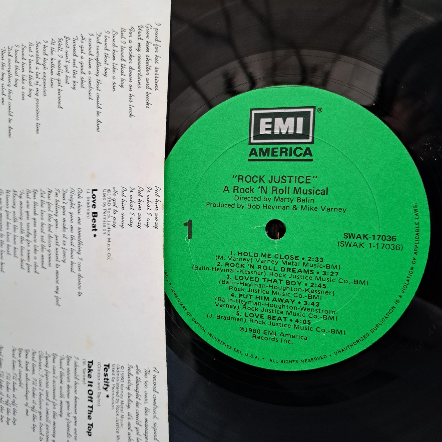 Rock Justice Disc VINIL LP VG+ Jeff Pilson, Alex Bendahan, Ric Devon, Rocky Sullivan, Mike Varney ... USA - imagine 2