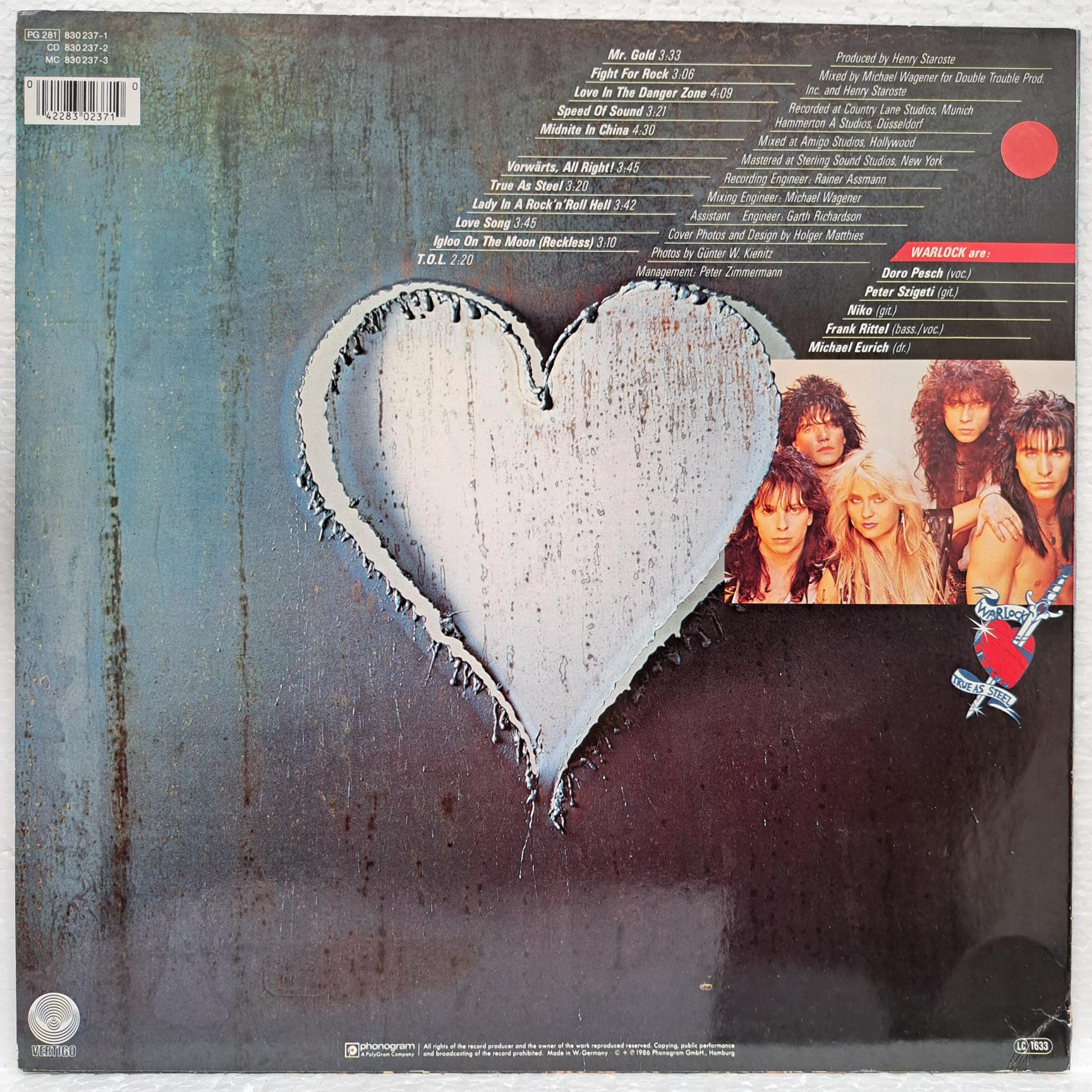 Warlock – True As Steel Disc VINIL LP VG+ - imagine 3
