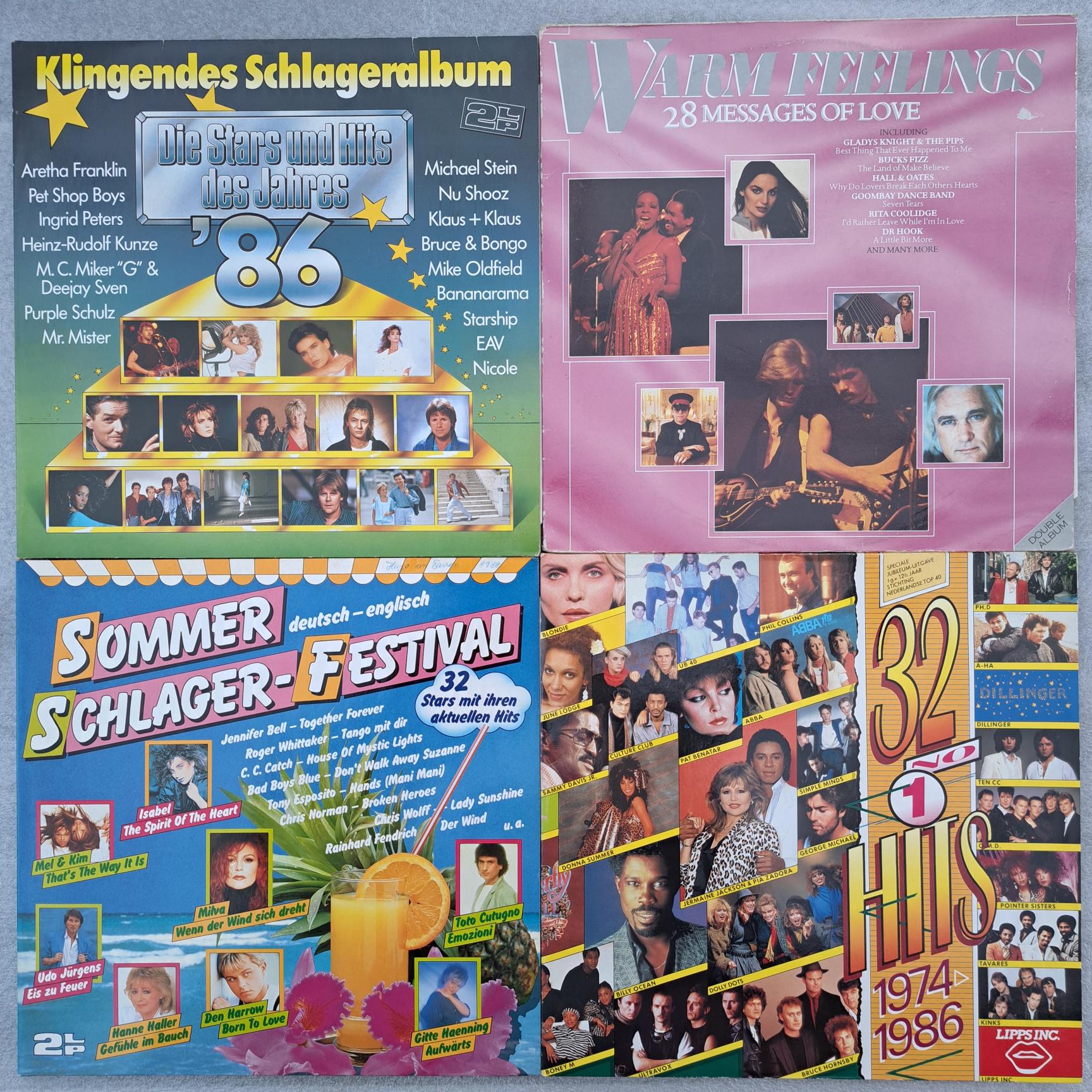 peste 120 melodi - 8 discuri - Disc VINIL (DM6) 4LP VG VG+ Al Bano Bomina Power- Eros Rammazotti - C C Catch - Bad Boys Blue- Den Harrow, Chris Norman, Sandra, Modern Talking, Pet Shop boys, Samantha Fox, Bananarama, Gombay Dance Band, Air Supply, Elton John, Whitney Houston, Simple Minds, UB40, Billy Ocean, OMD, a-ha, Starship,
