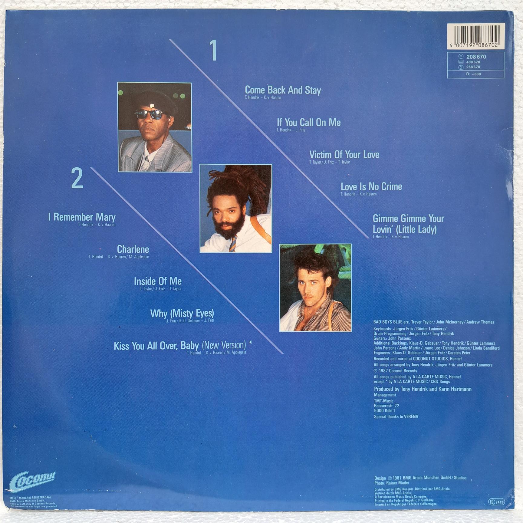 Bad Boys Blue – Love Is No Crime Disc VINIL LP VG - imagine 2