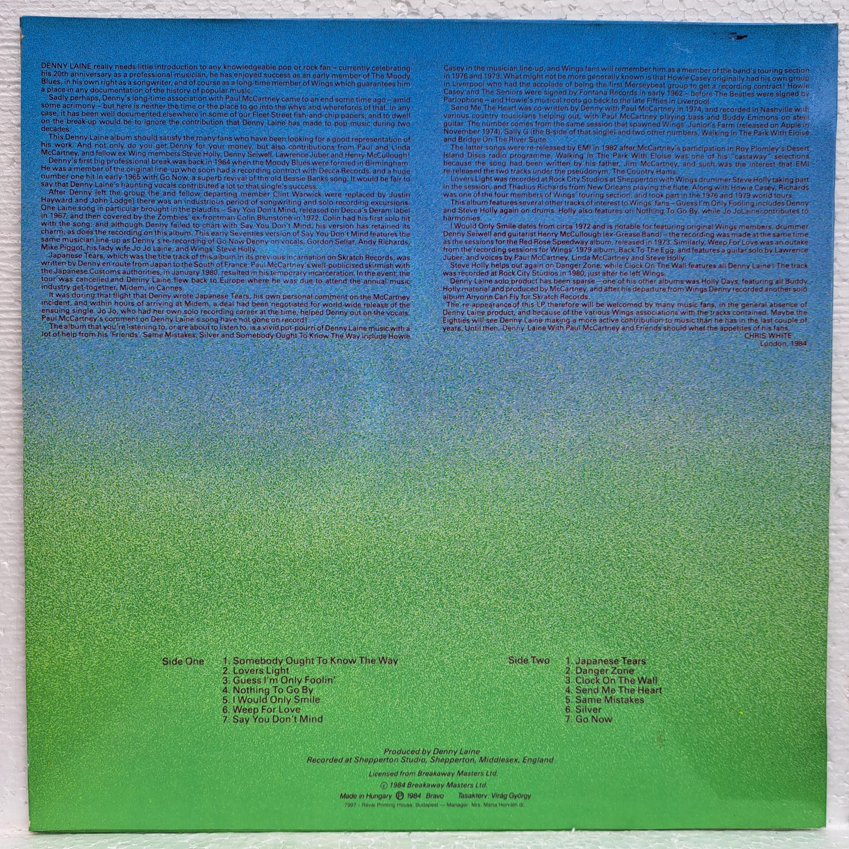 Denny Laine With Paul McCartney – In Flight Disc VINIL LP VG VG+ - imagine 3