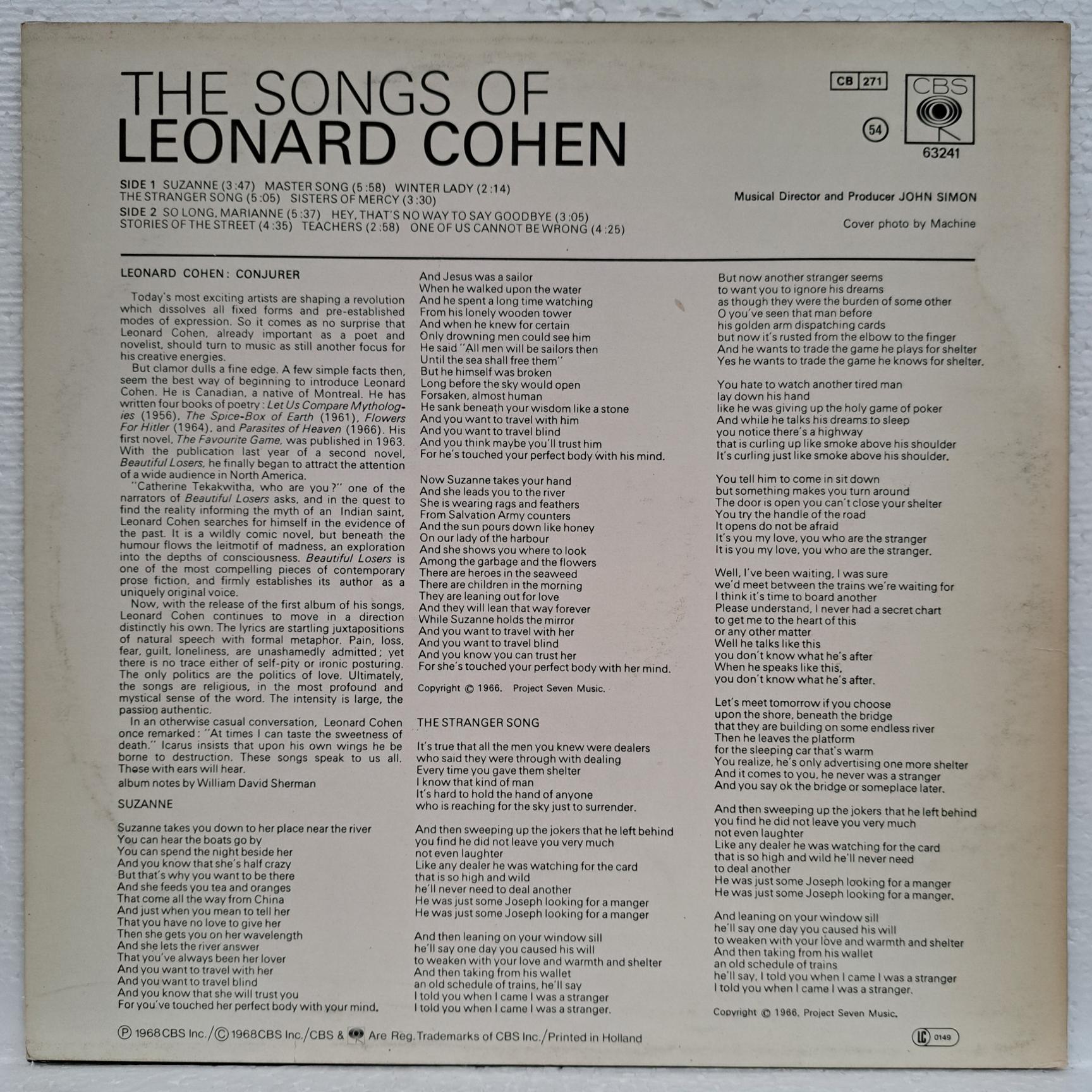 Leonard Cohen – Songs Of Leonard Cohen Disc VINIL LP VG VG+ - imagine 2