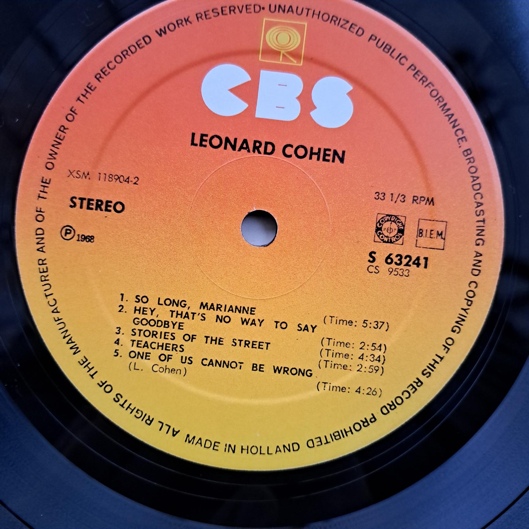 Leonard Cohen – Songs Of Leonard Cohen Disc VINIL LP VG VG+ - imagine 3