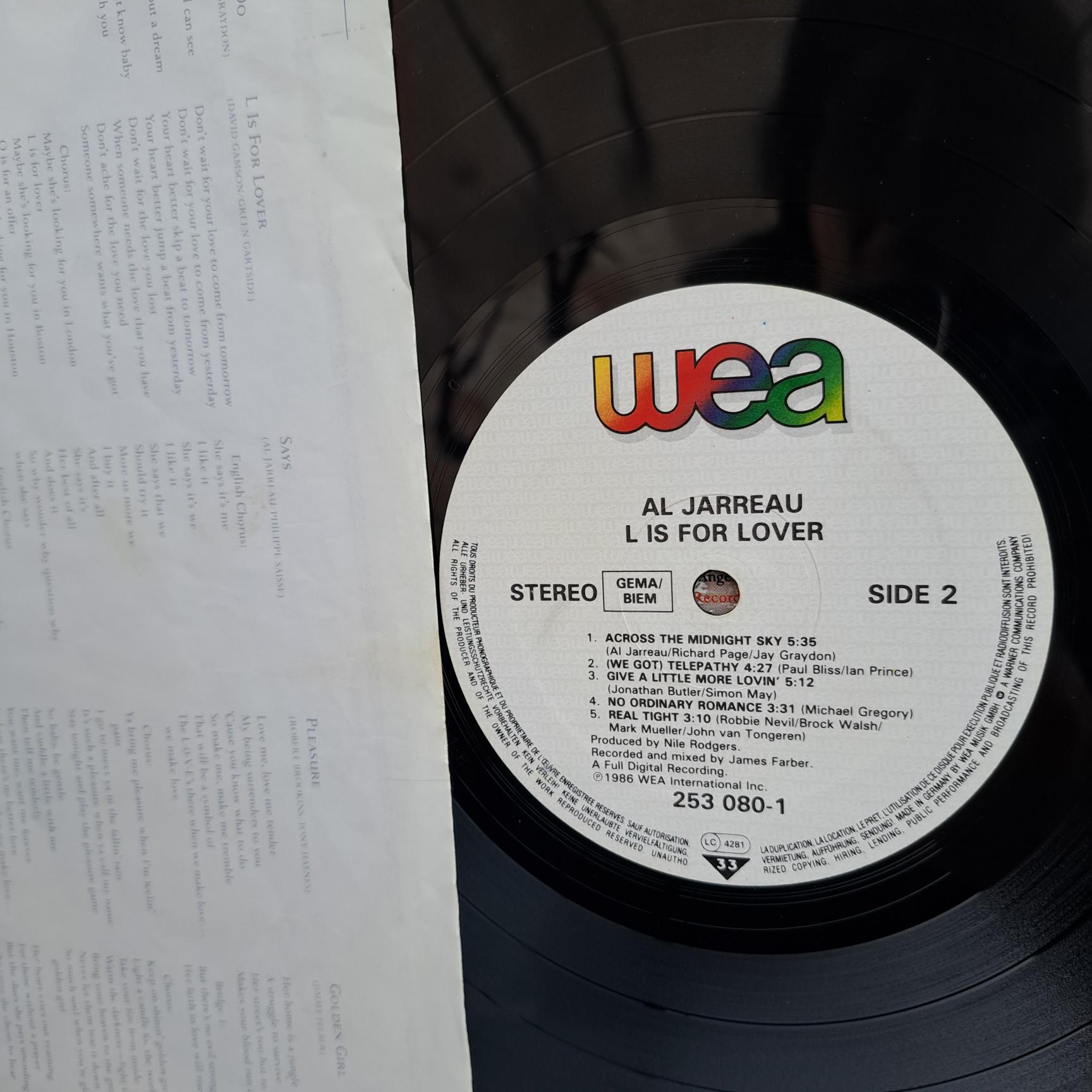 Al Jarreau – L Is For Lover Disc VINIL LP VG+ (R) - imagine 3