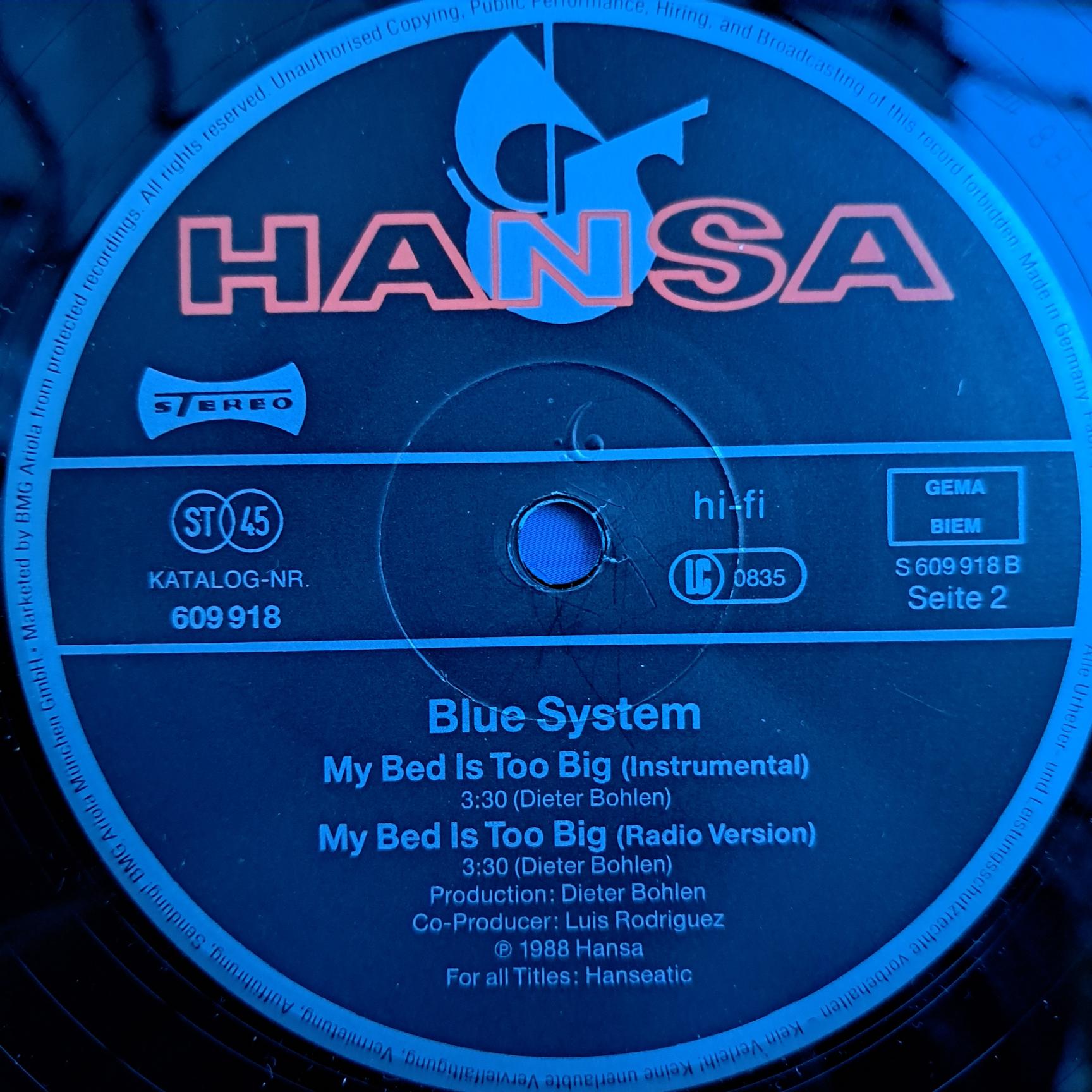Blue System – My Bed Is Too Big Disc VINIL MAXI VG VG+Resigilat - imagine 2