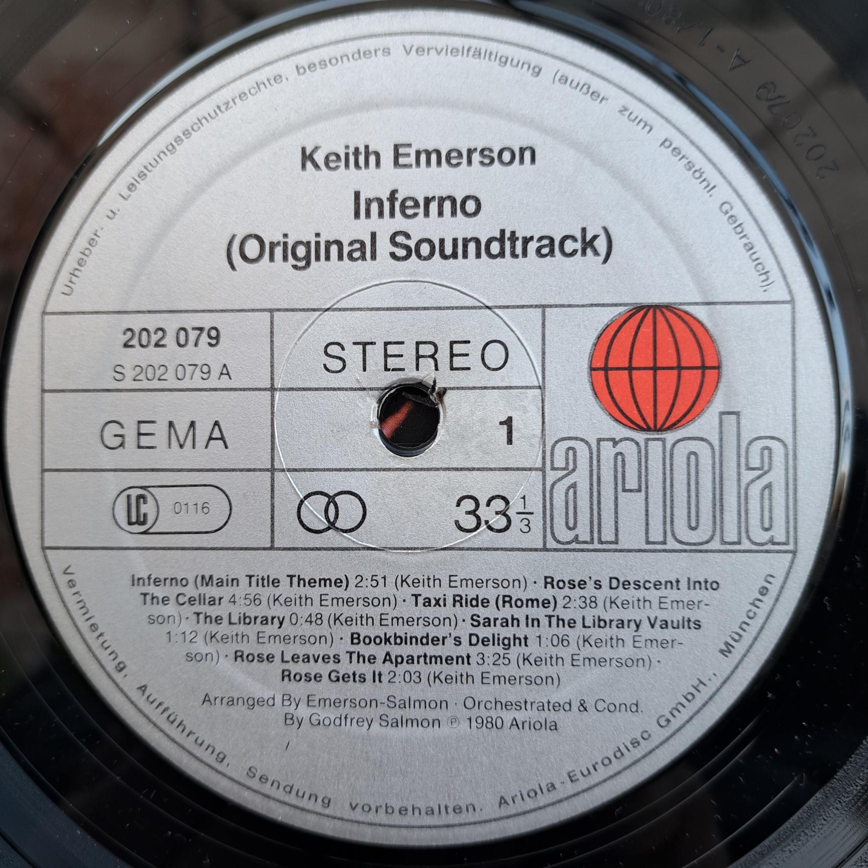 Keith Emerson – Inferno (Original Soundtrack) Disc VINIL LP VG VG+ (box2) - imagine 4