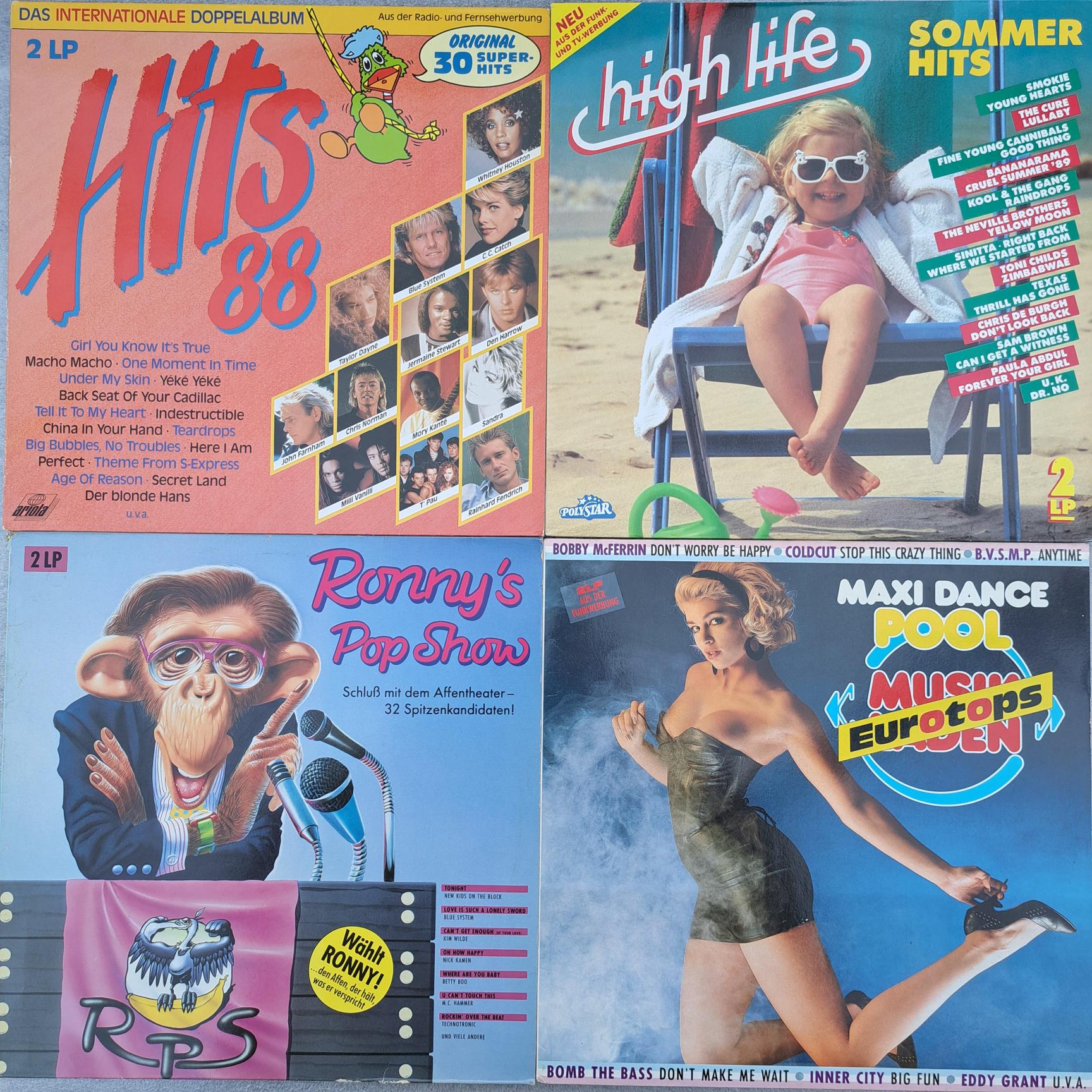 Sam Brown – Smokie – Chris Norman – C.C. Catch – Whitney Houston – KLF – Soul 2 Soul – Eddy Grant – Inner City – Deff Boyz – M.C. Hammer – Milli Vanilli – John Farnham – Mica Paris Disc VINIL VG+ LP (DM22) 4 COMPILATII DUBLE