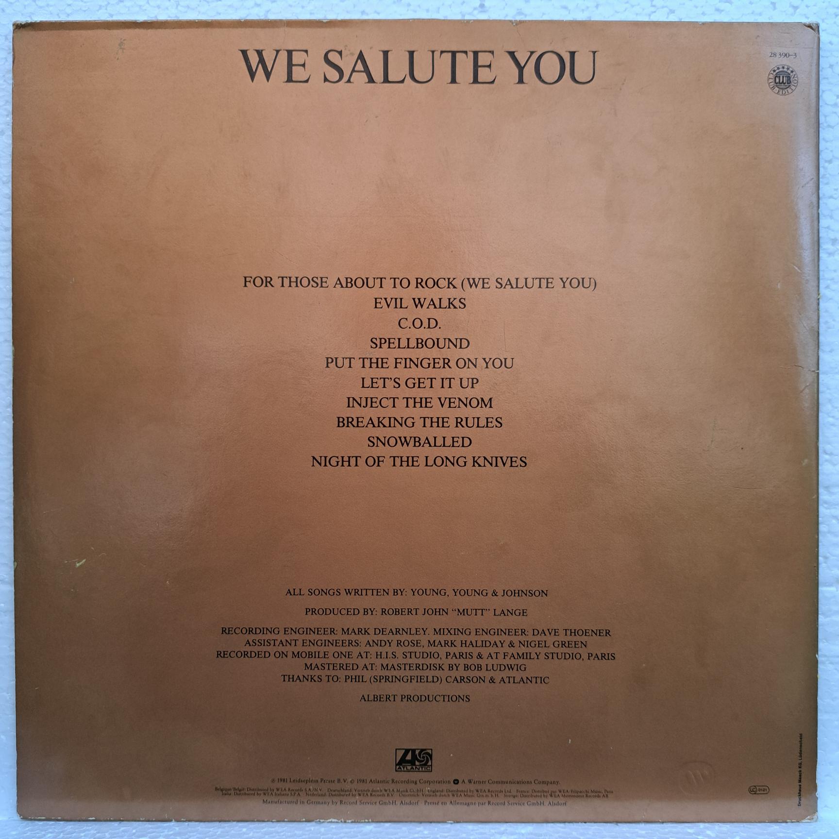 AC/DC – For Those About To Rock We Salute You Disc VINIL LP VG VG+ (R) ACDC AC-DC AC DC - imagine 3