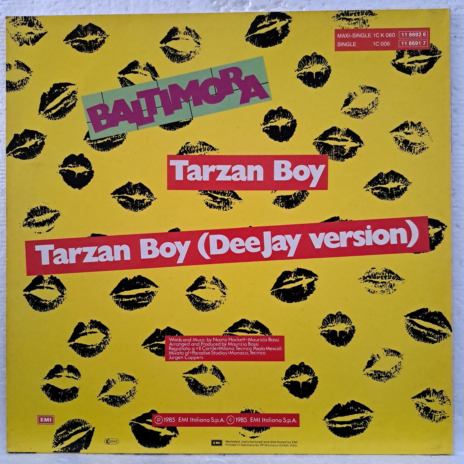 Baltimora – Tarzan Boy (Extended Version) Disc VINIL maxi VG+ - imagine 3