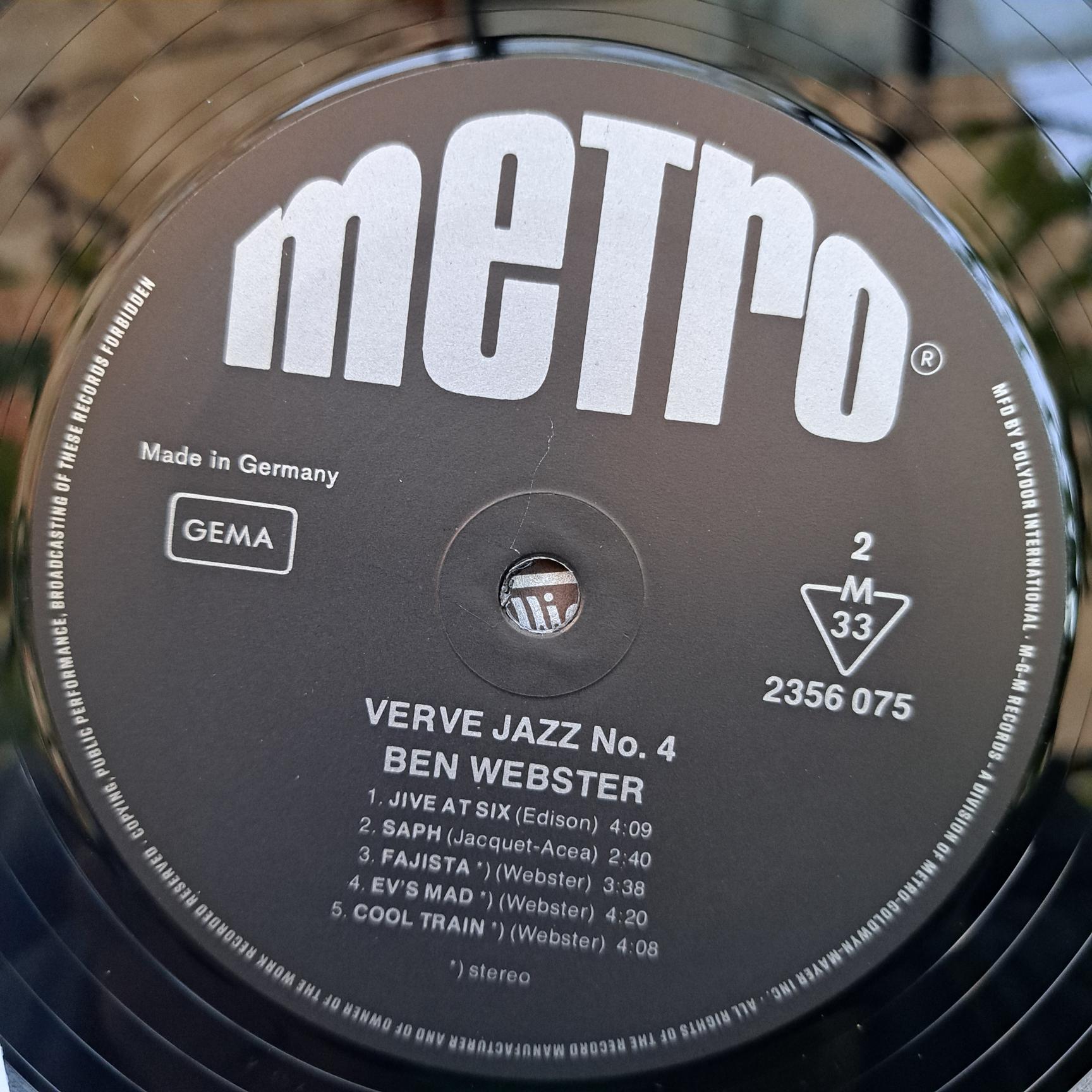 Ben Webster – Verve Jazz No. 4 Disc VINIL LP VG+ (box8) - imagine 2