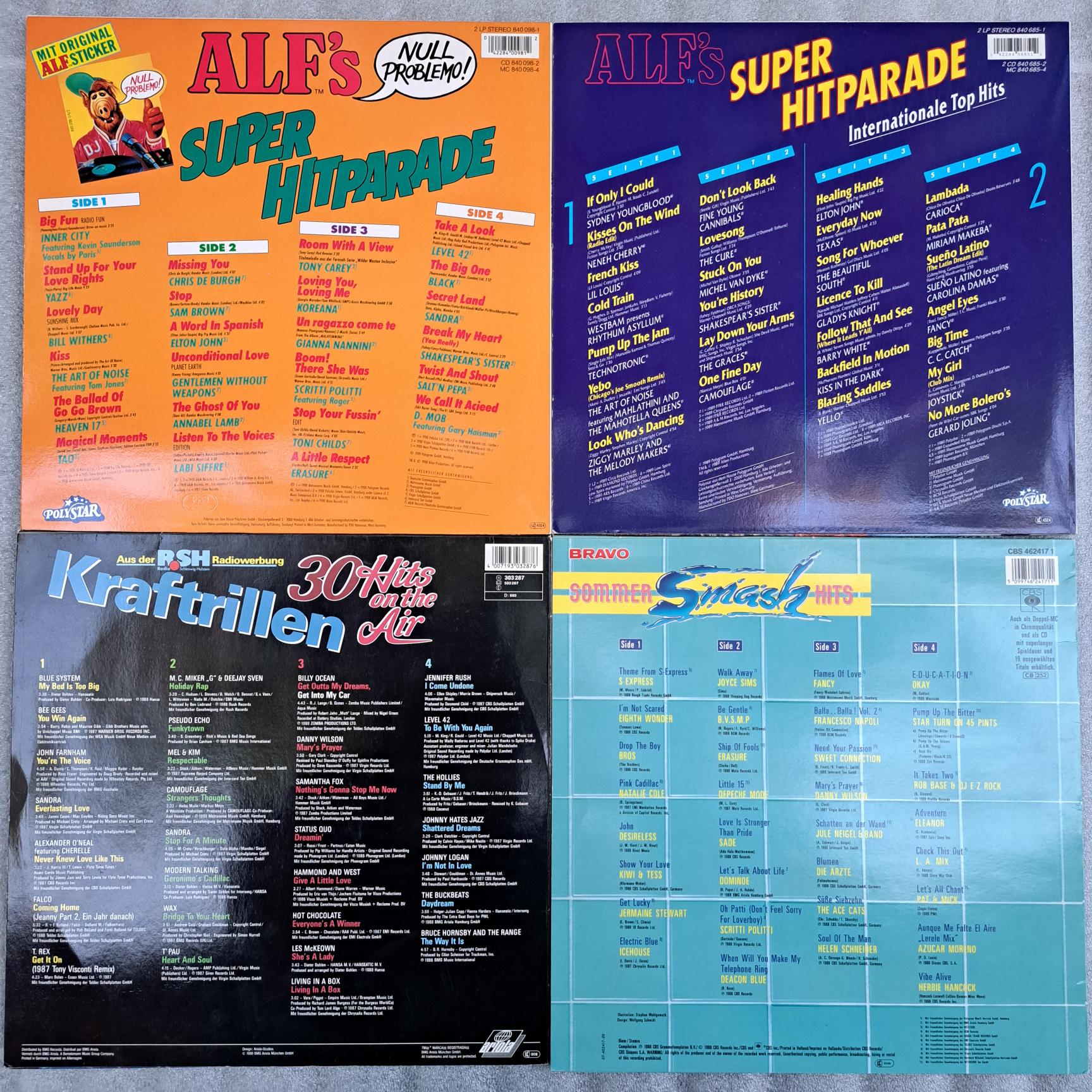 Camouflage - Blue System - Technotronic - The Cure - Fancy - Sade - Bross - Depeche Mode : Disc VINIL LP VG+ (box8:6) 4 compilatii muzica anilor 80 cele mai bune hituri toate duble 8 discuri hits on the air - ALF"s - Smash Hits - imagine 2