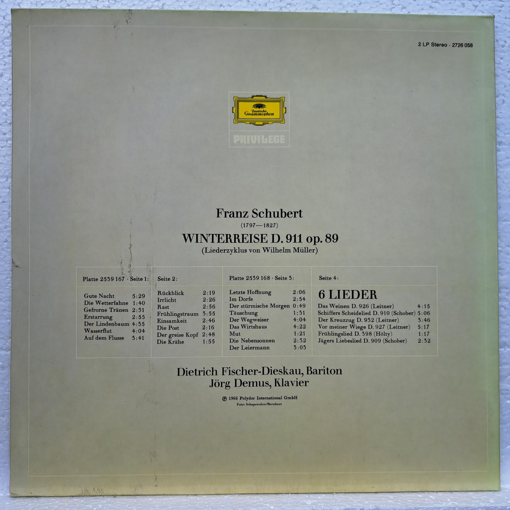 Franz Schubert - Dietrich Fischer-Dieskau, Jörg Demus – Winterreise • 6 Lieder Disc VINIL LP VG VG+ (box8) - imagine 3