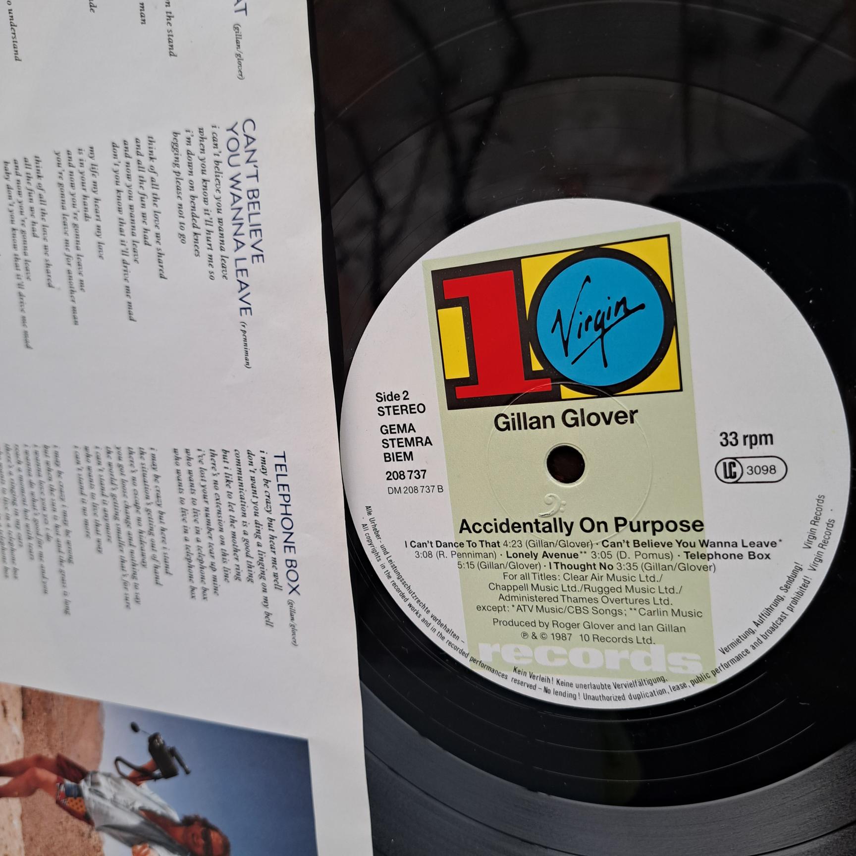 Gillan & Glover – Accidentally On Purpose Disc VINIL LP VG+ (box5) - imagine 3