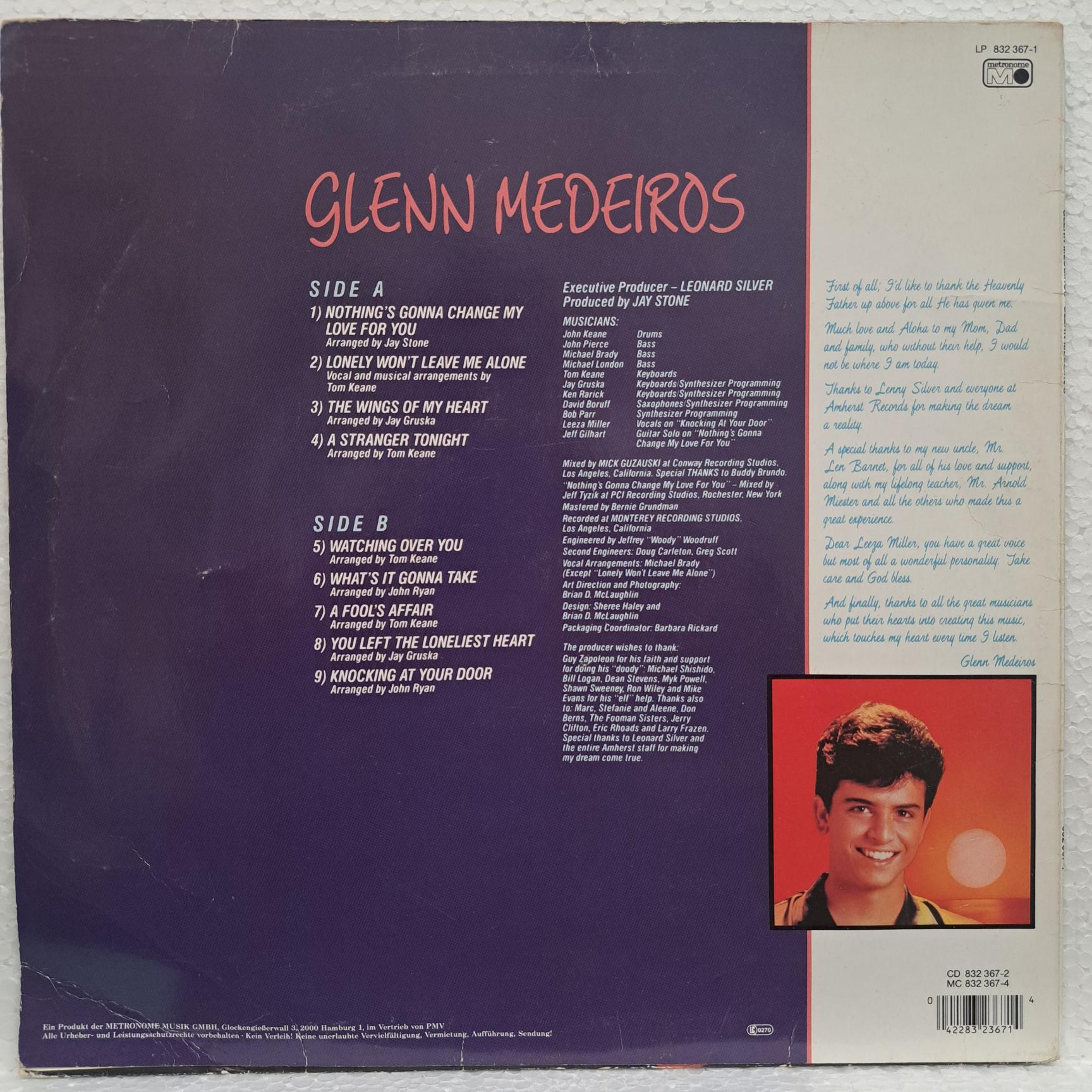 Glenn Medeiros – Nothing's Gonna Change My Love For You Disc VINIL