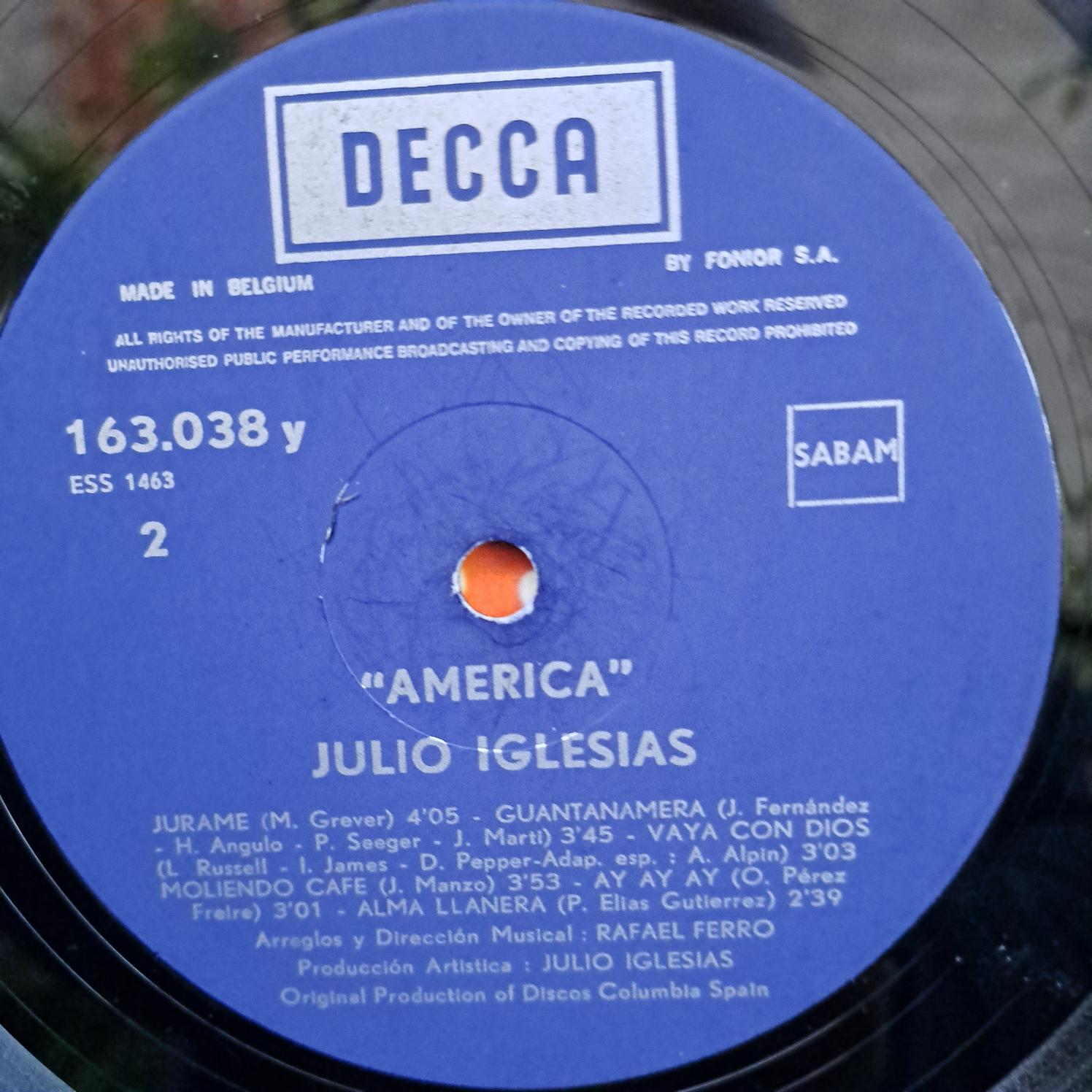 Julio Iglesias – America Disc VINIL LP VG (box4) - imagine 2