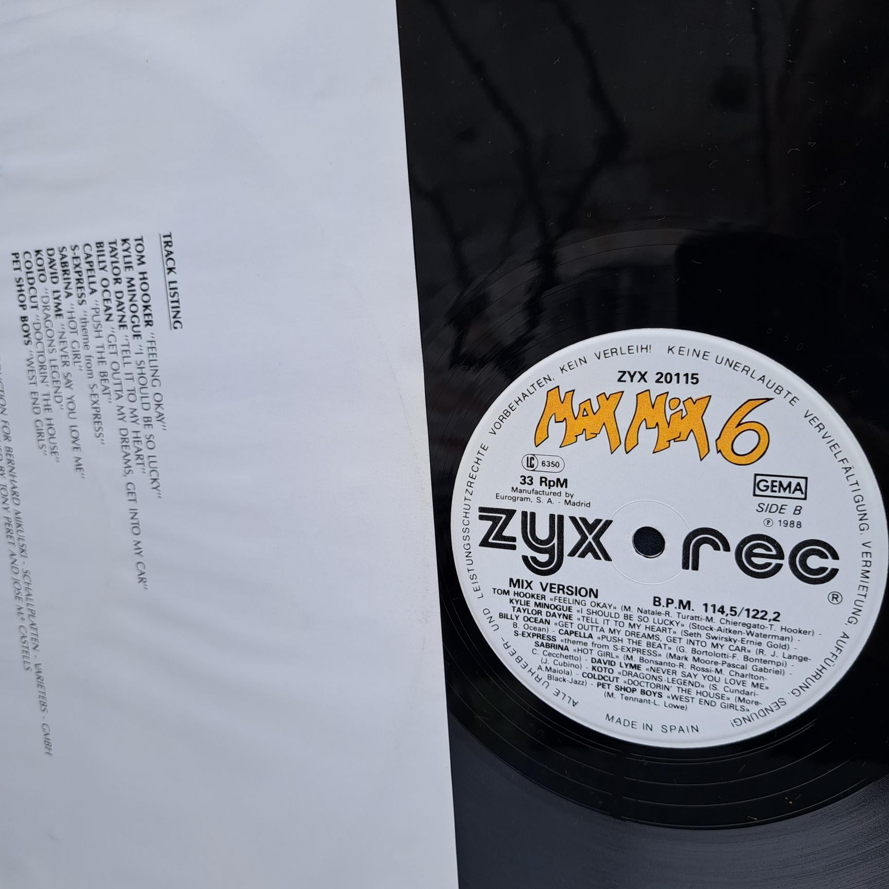 Max Mix 6 (ZYX Edition) Disc VINIL LP VG+ (box5) Taylor Dayne, Koto, Sabrin , Pet Shop Boys, Billy Ocean, David Lyme, Koto, Capella, Kylie Minogue - imagine 3