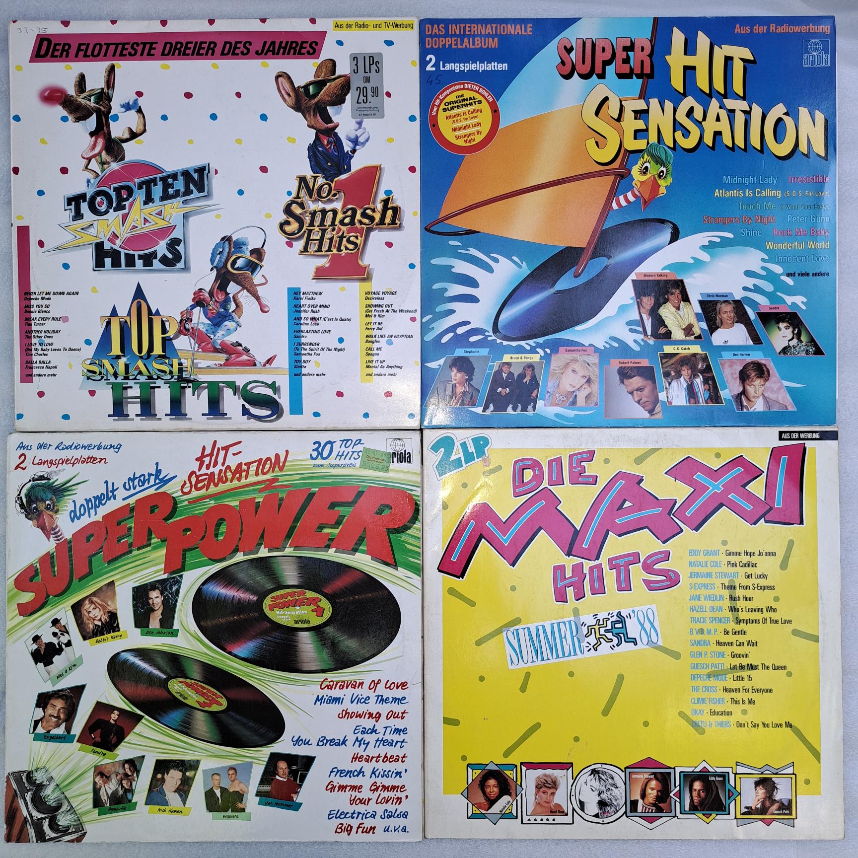 Radiorama - Erasure - Alphaville - Nick Kamen - Off - Bad Boys Blue - UB40 - Sandra - Modern Talking - C C Catch - muzica anilor 80 4 Compilatii 8 Discuri VINIL LP VG VG+ (box6:1)